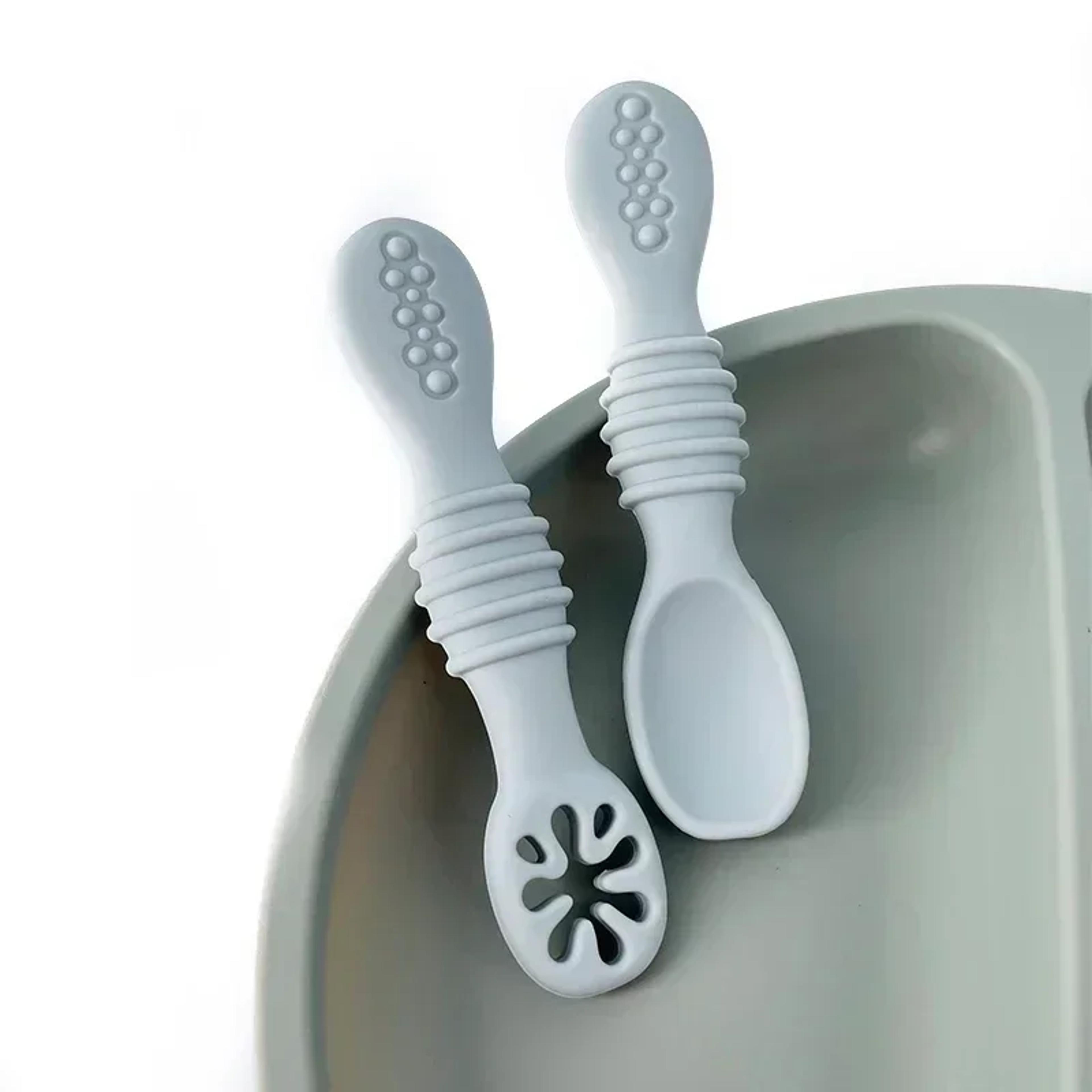 utensils set adorable toddler tableware, feeding scoop training set, lovely baby learning spoons, baby silicone teether