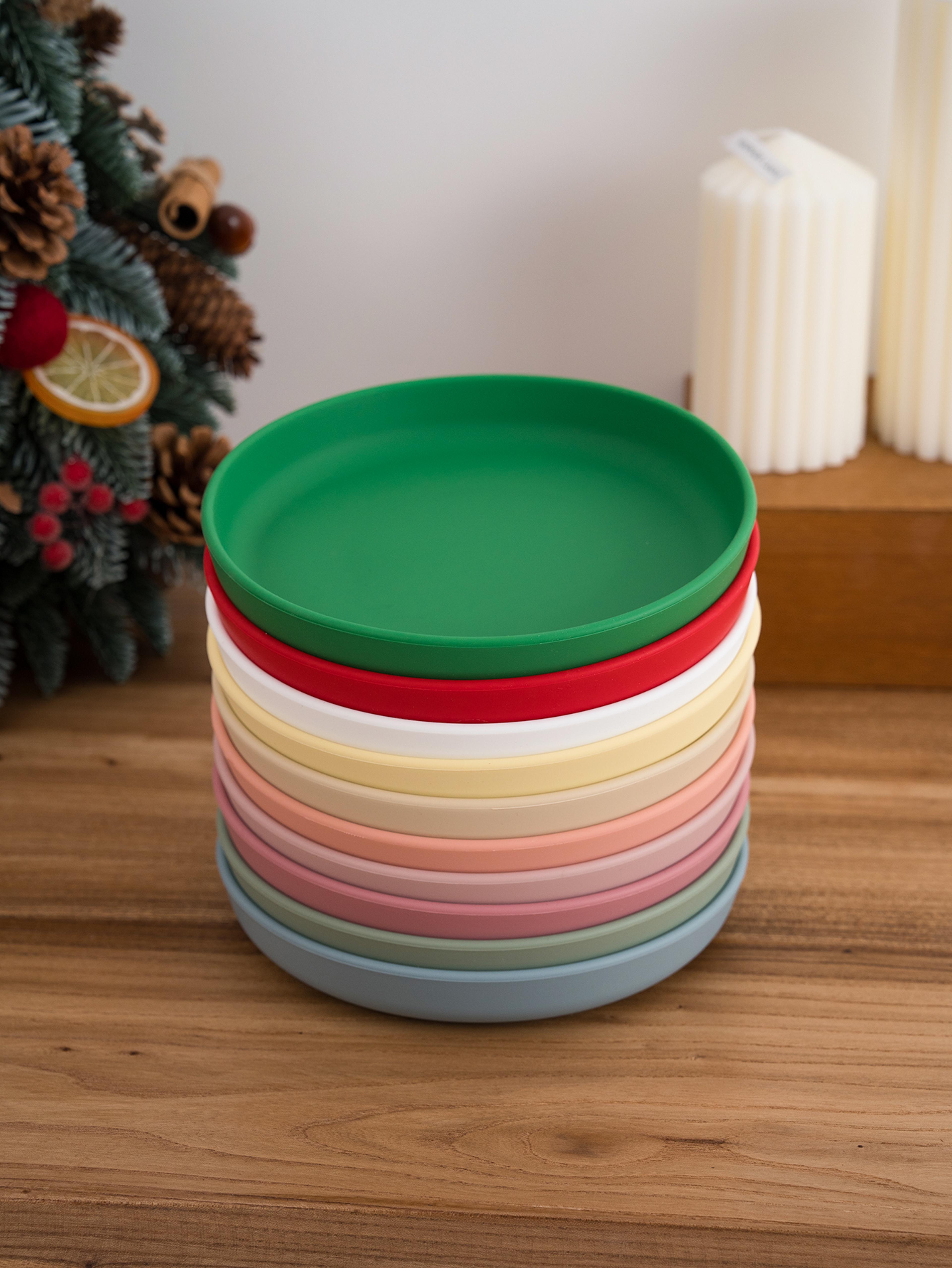 color kids silicone plate suction, bpa-free baby dishes, newborn feeding bowl