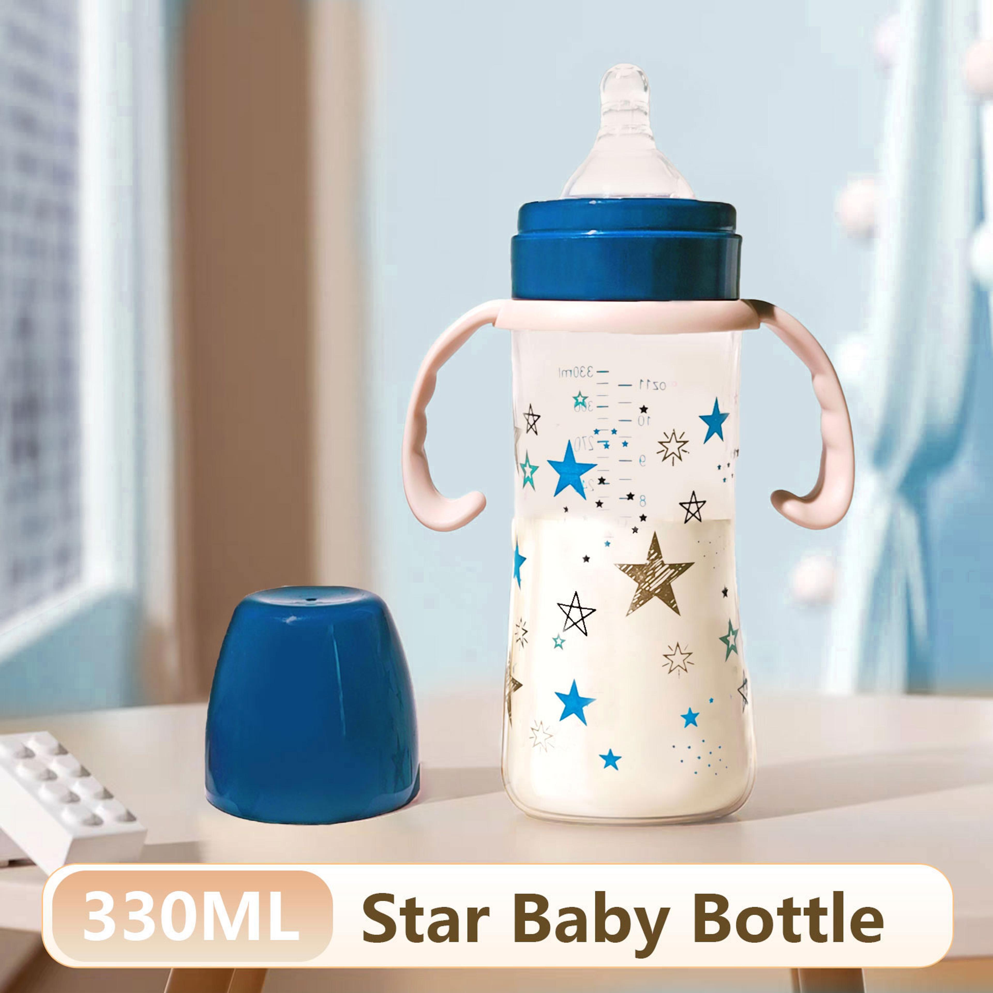 large capacity baby feeding bottle, pp bottle, ergonomic handle design