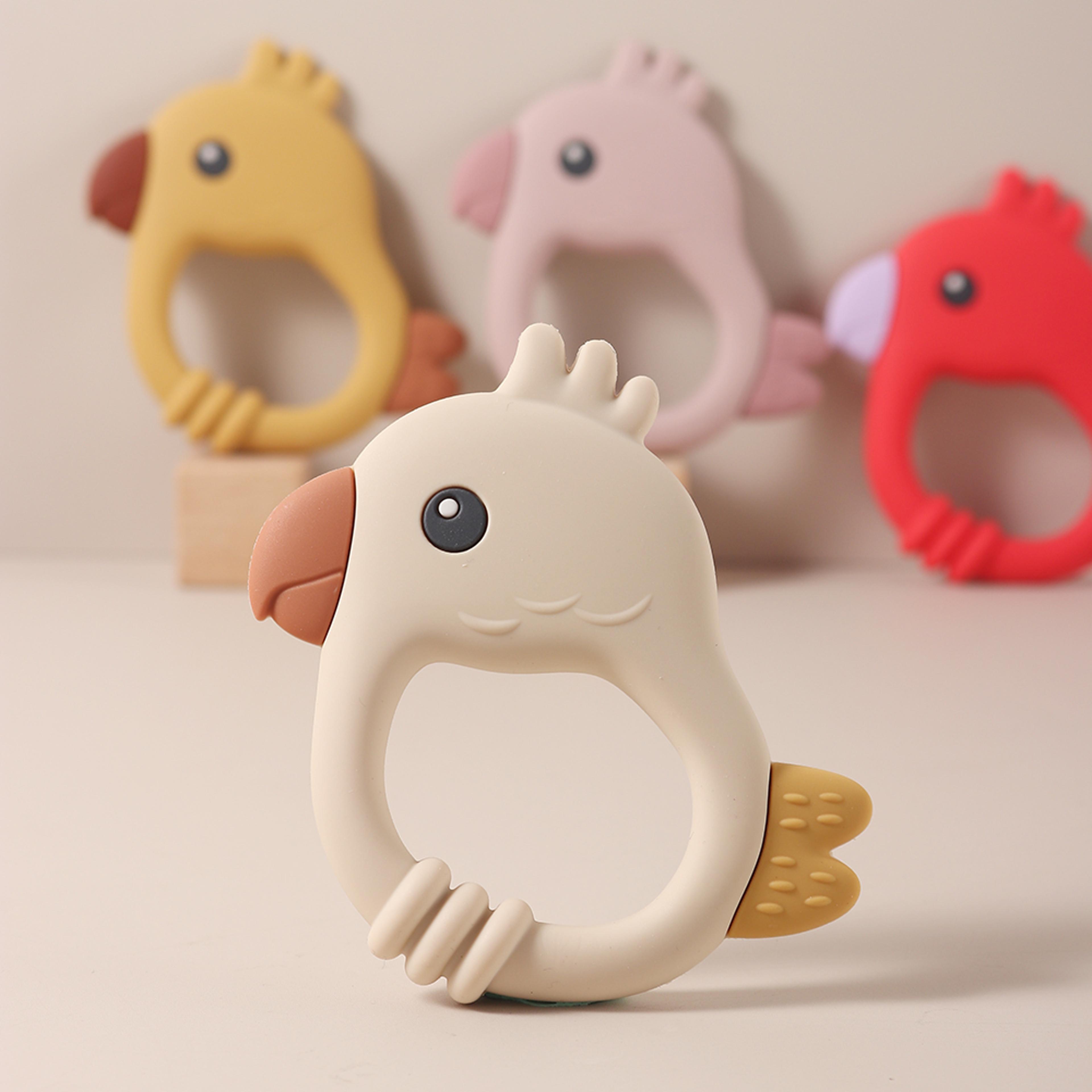 food grade silicone baby teething toy colorful parrot teether (bpa-free)