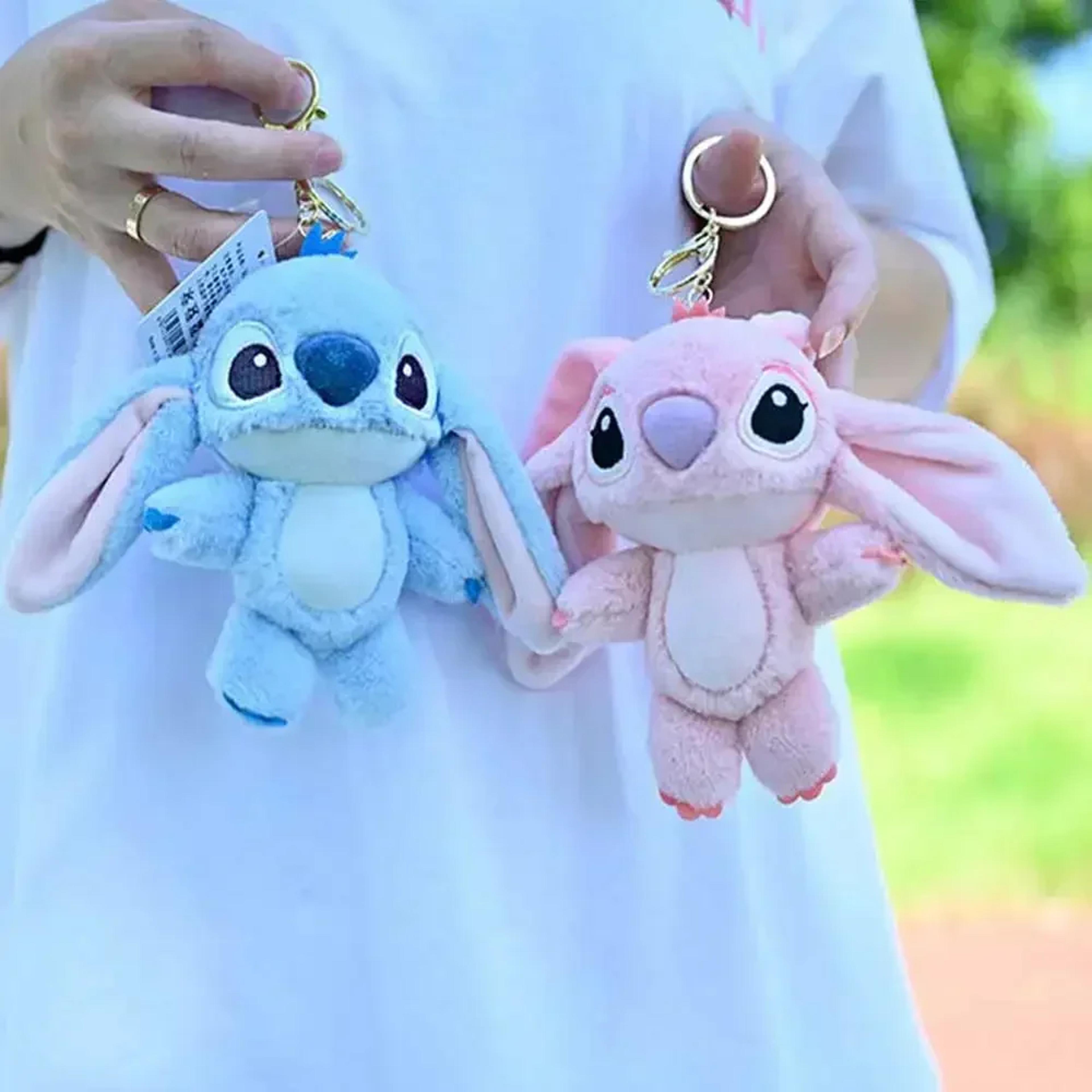 cute stuffed animal pendant, cartoon stitch plush keychain, angel doll bag charm, kids gift for birthday