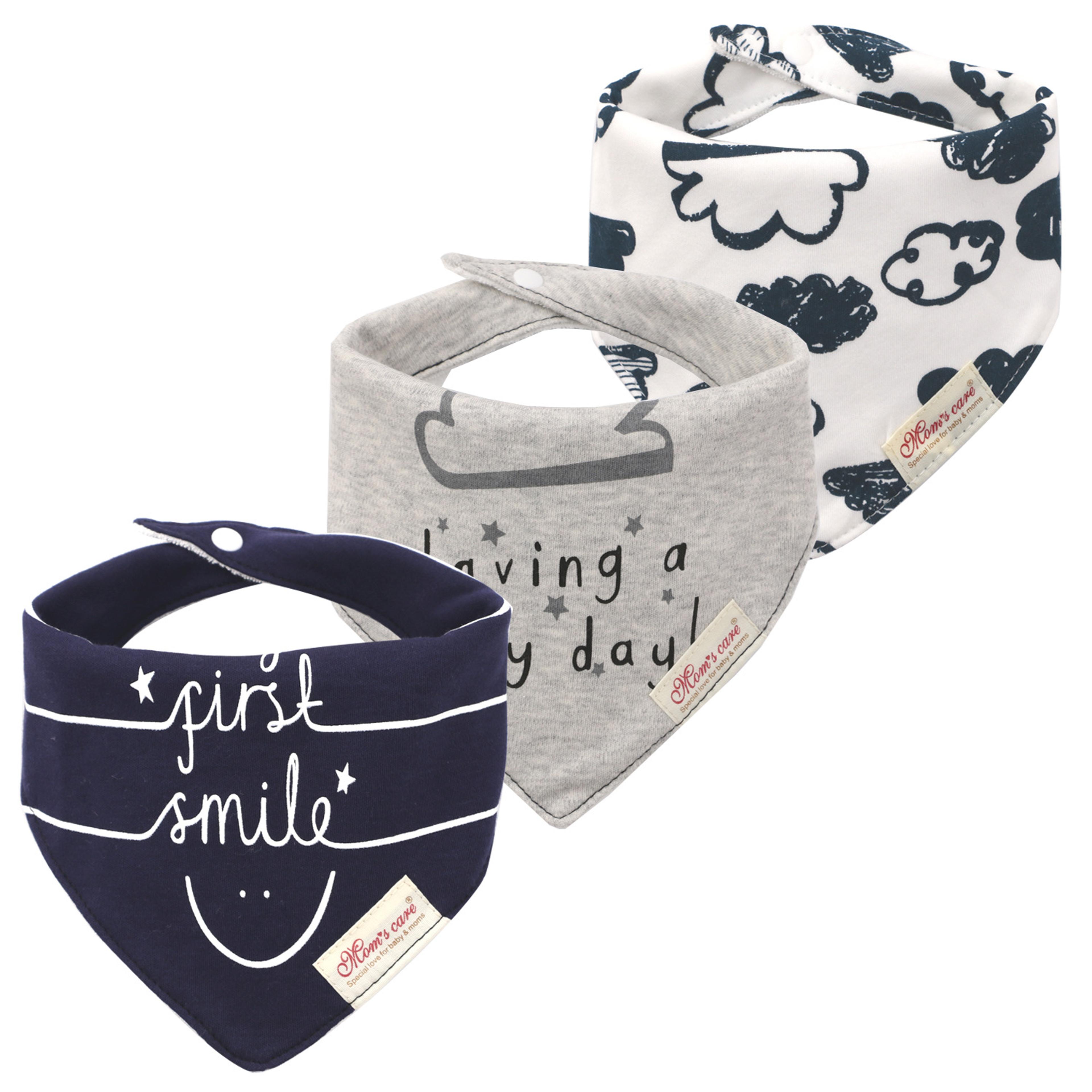 childrens bib set, three piece baby saliva towel, bibs, dribble ons, soft boys and girls triangular towel, burp cloth