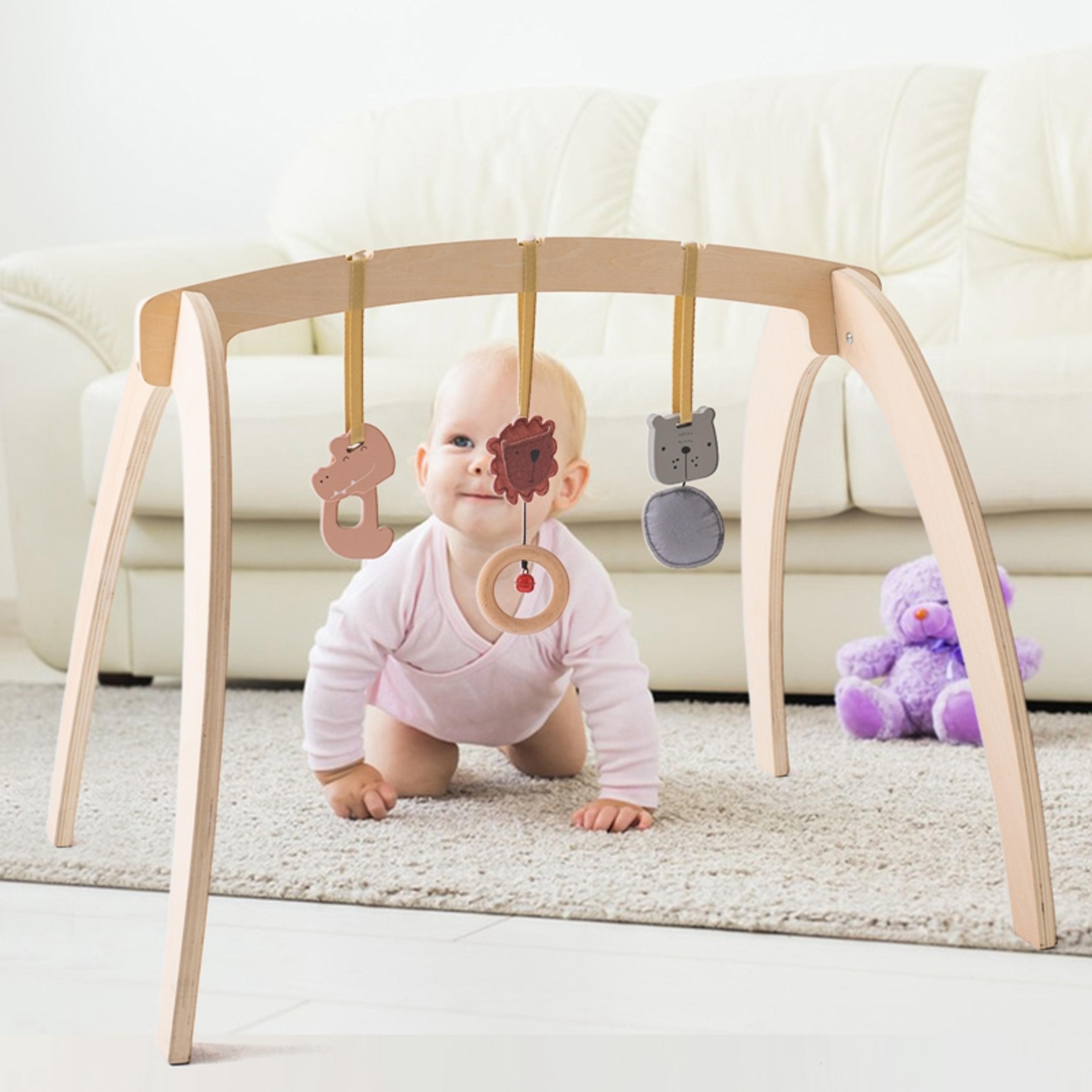 baby play gym toy, wooden cartoon rattle, baby sensory gift, hang pendant for baby room decoration