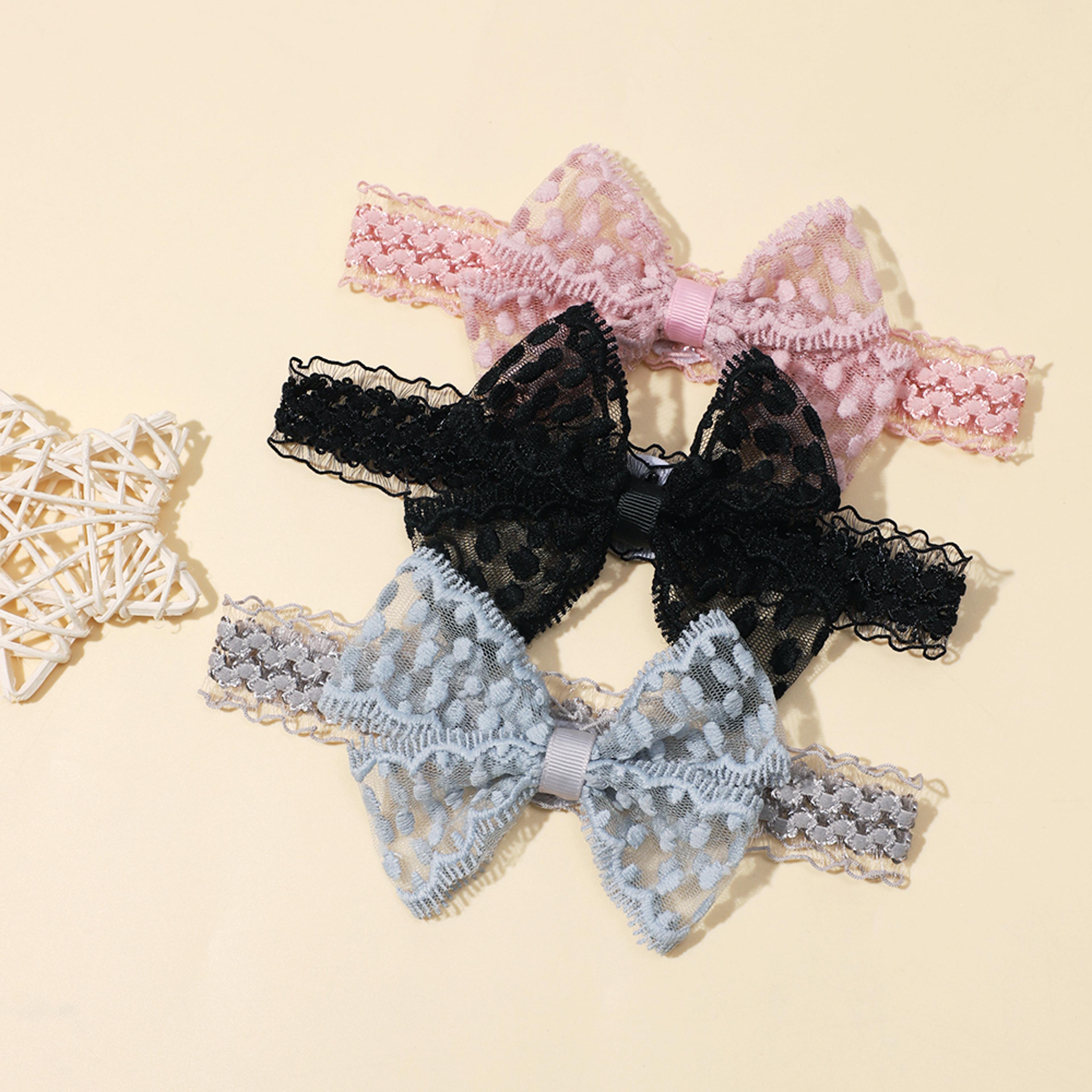 newborn turban baby lace headband for girls, soft elastic nylon princess hair bands, toddler headwear