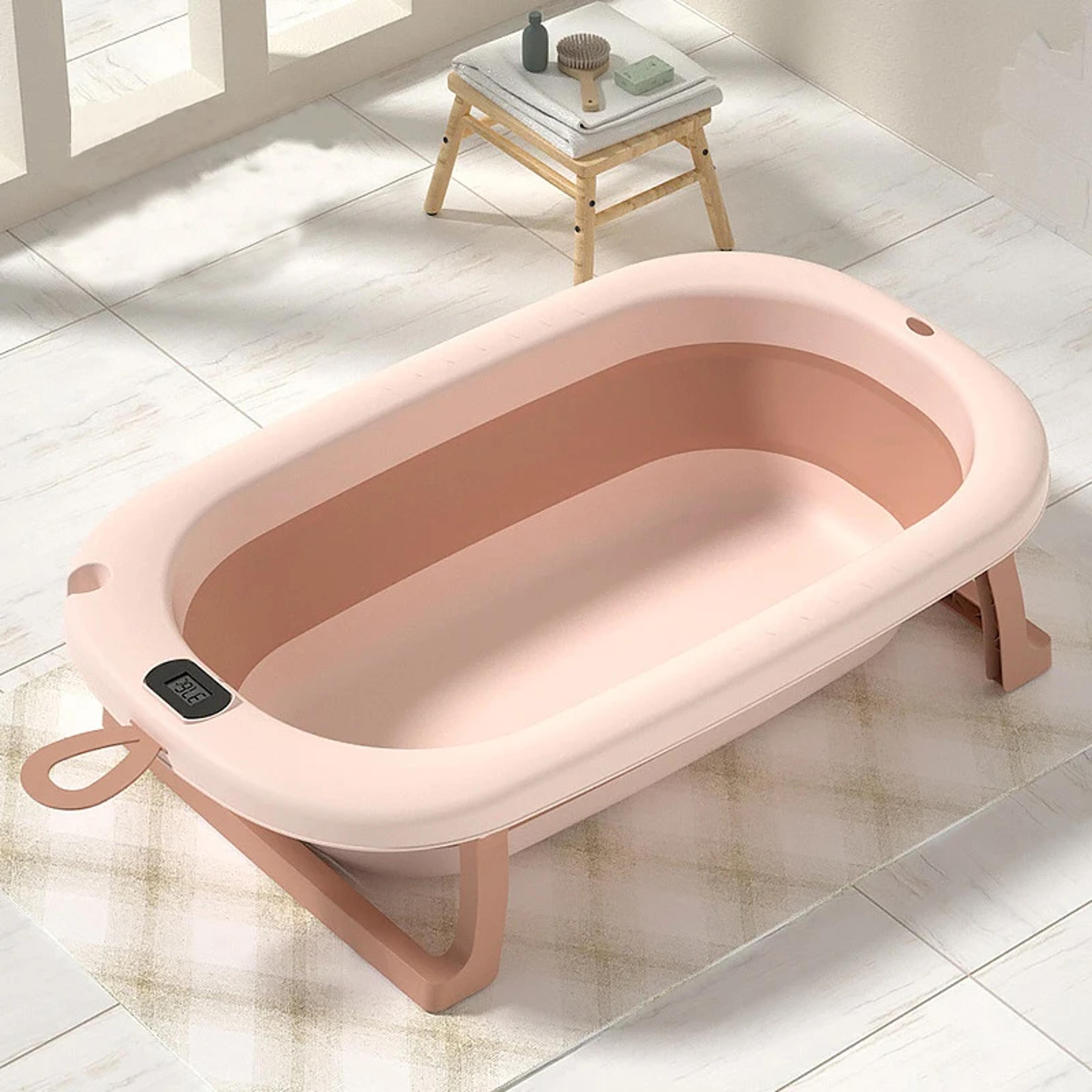 non-slip foot bath bucket, real-time temperature folding silicone baby bathtub for safe bathing experience