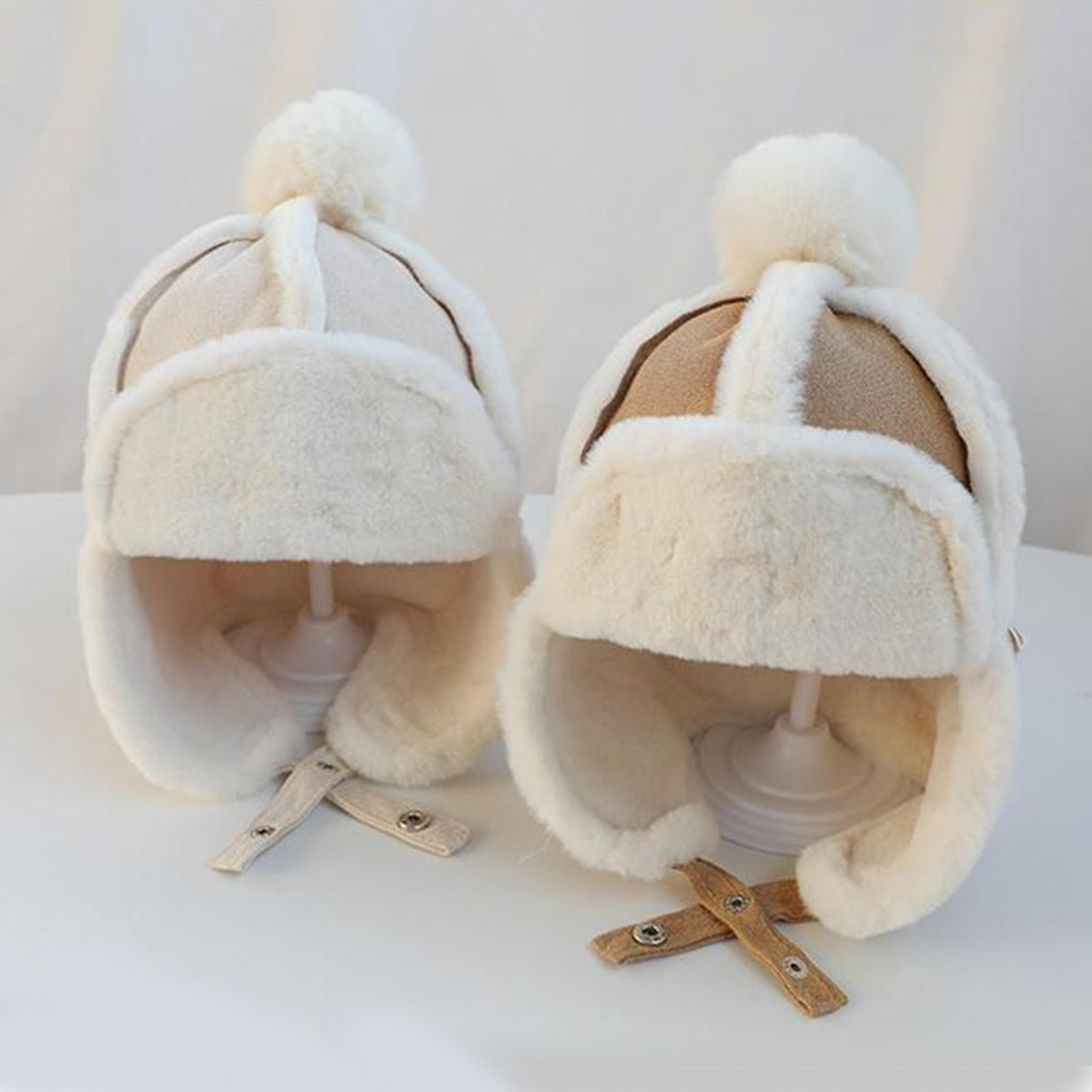 kids ear flap muff hat for baby boys girls, winter warm plush cotton cap, lei feng beanie gifts