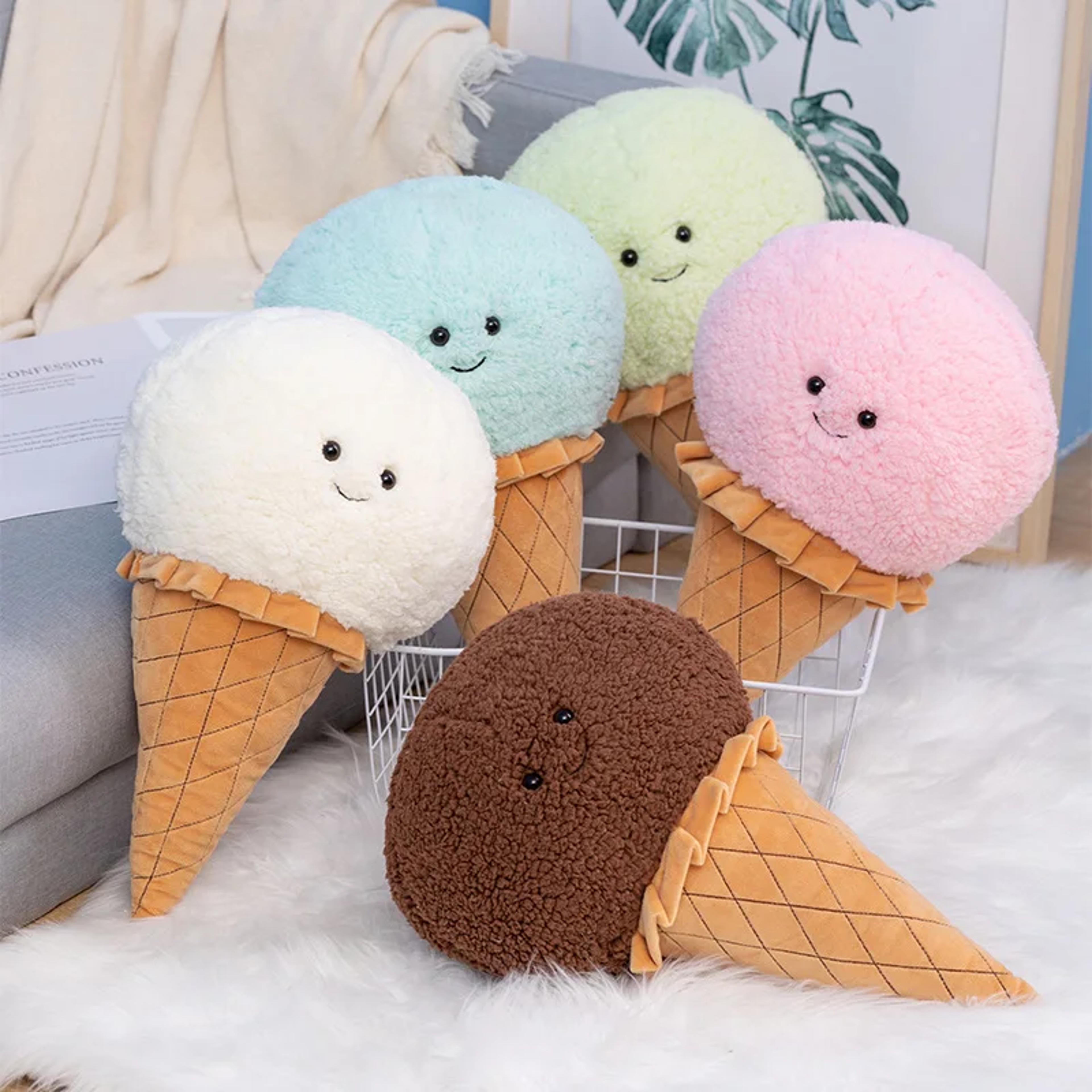 kawaii ice cream plush toy, cute stuffed food pillow cushion, kids birthday room decor gift