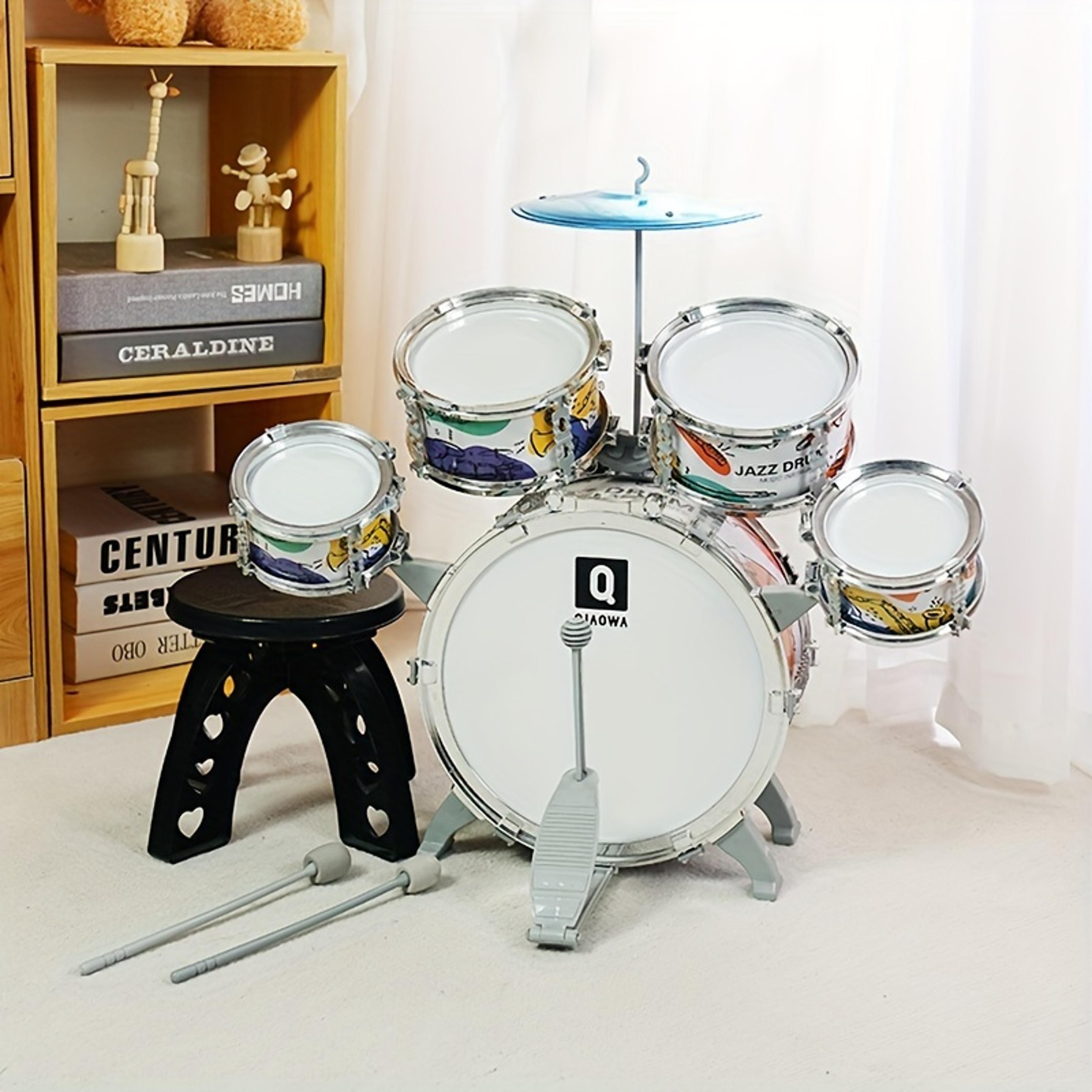 toddler jazz drum kit, kids drum set with stool pedal, percussion musical instruments early education gift for boys