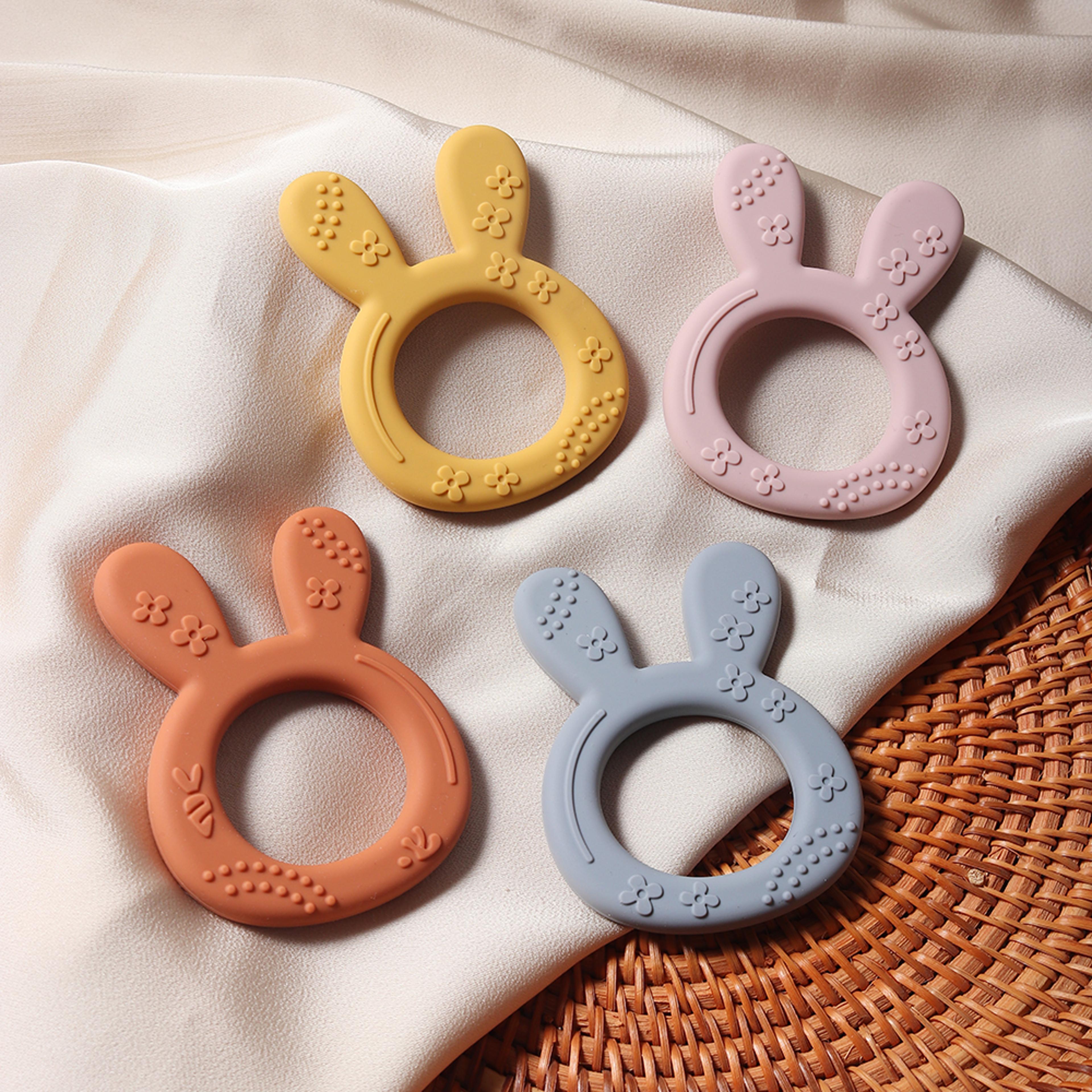 carrot bunny shape silicone teether for babies, new sensory teething toy, kids educational toy
