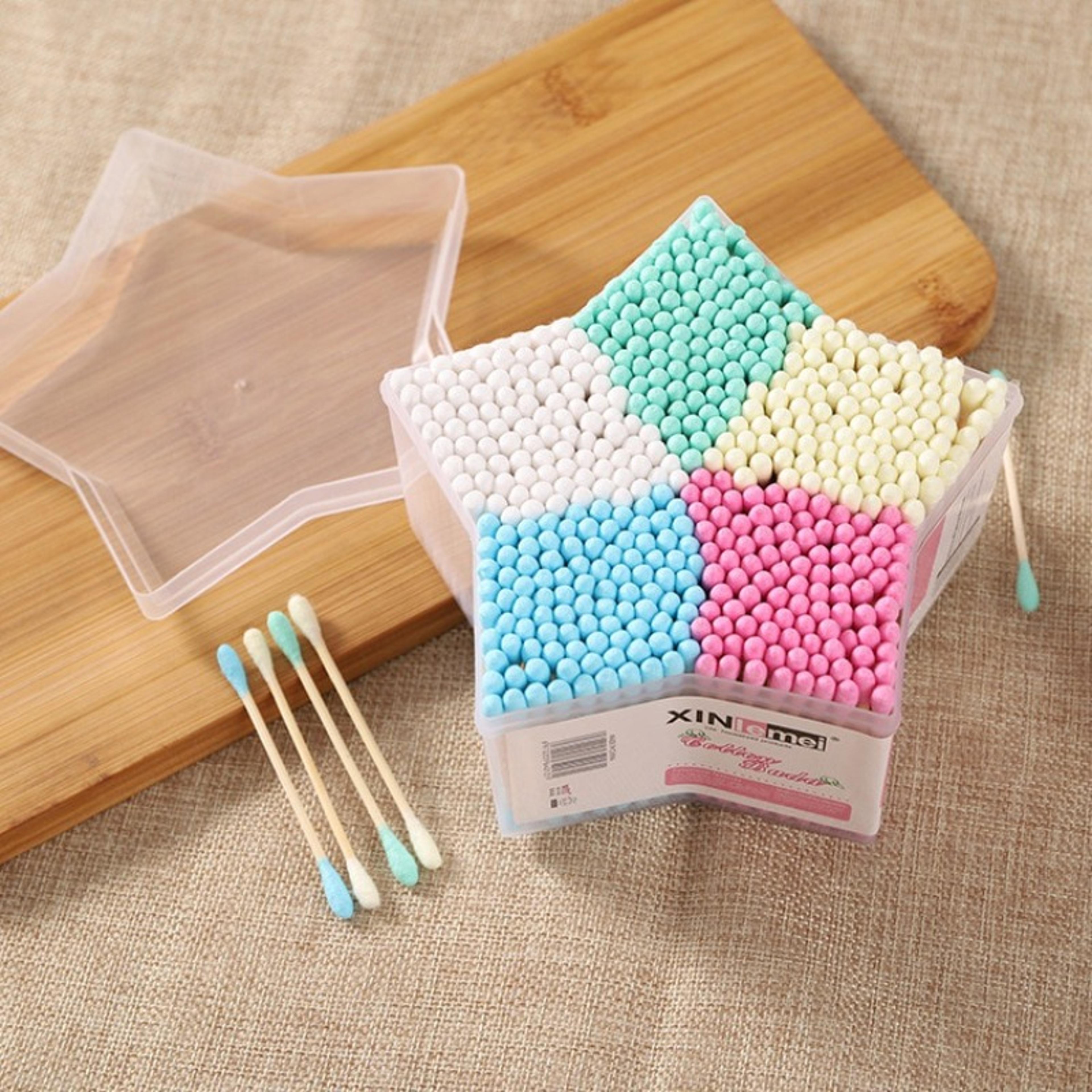 colorful double-headed cotton swab, sanitary makeup remover & ear cleaner