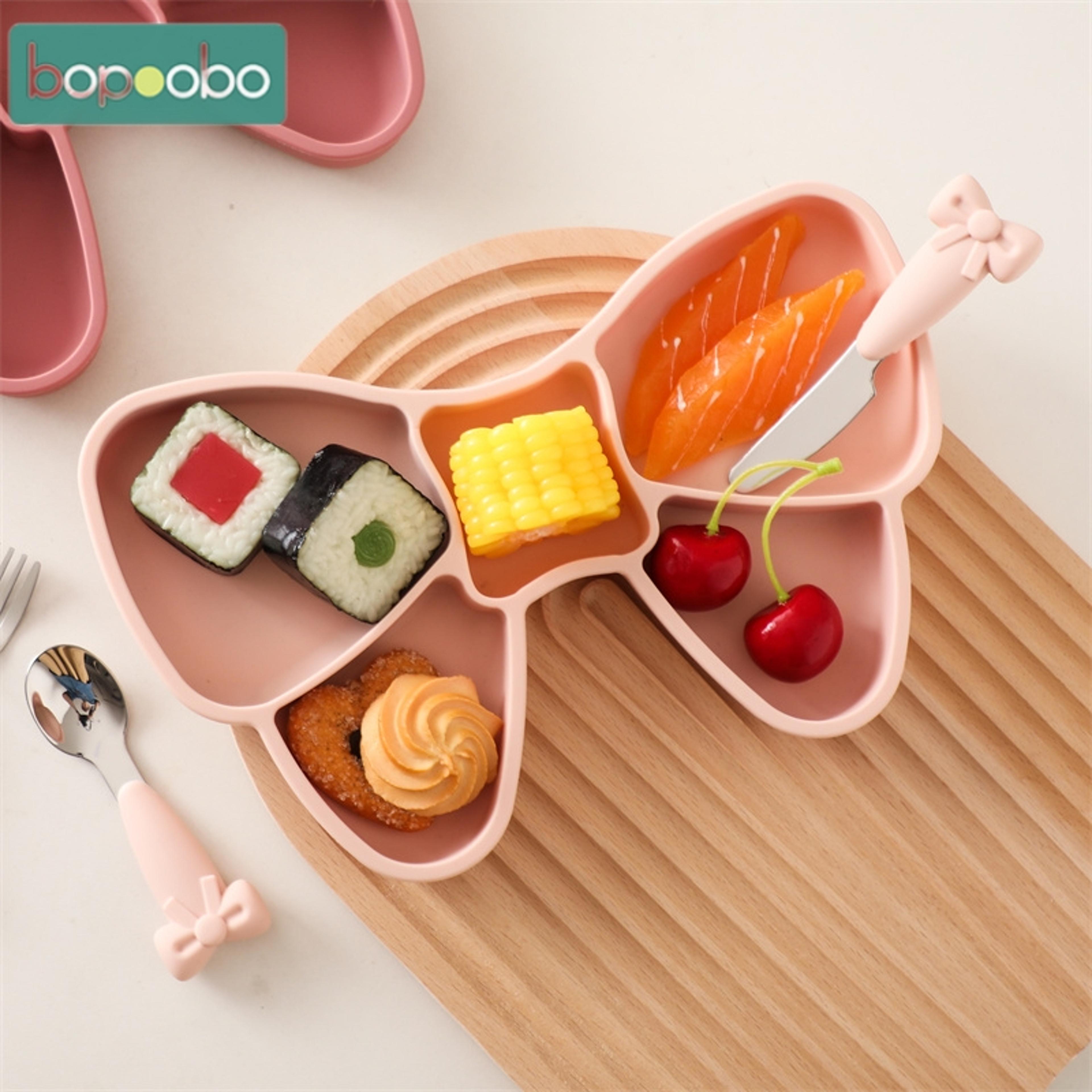 non-slip silicone baby tableware set bowl fork plate spoon