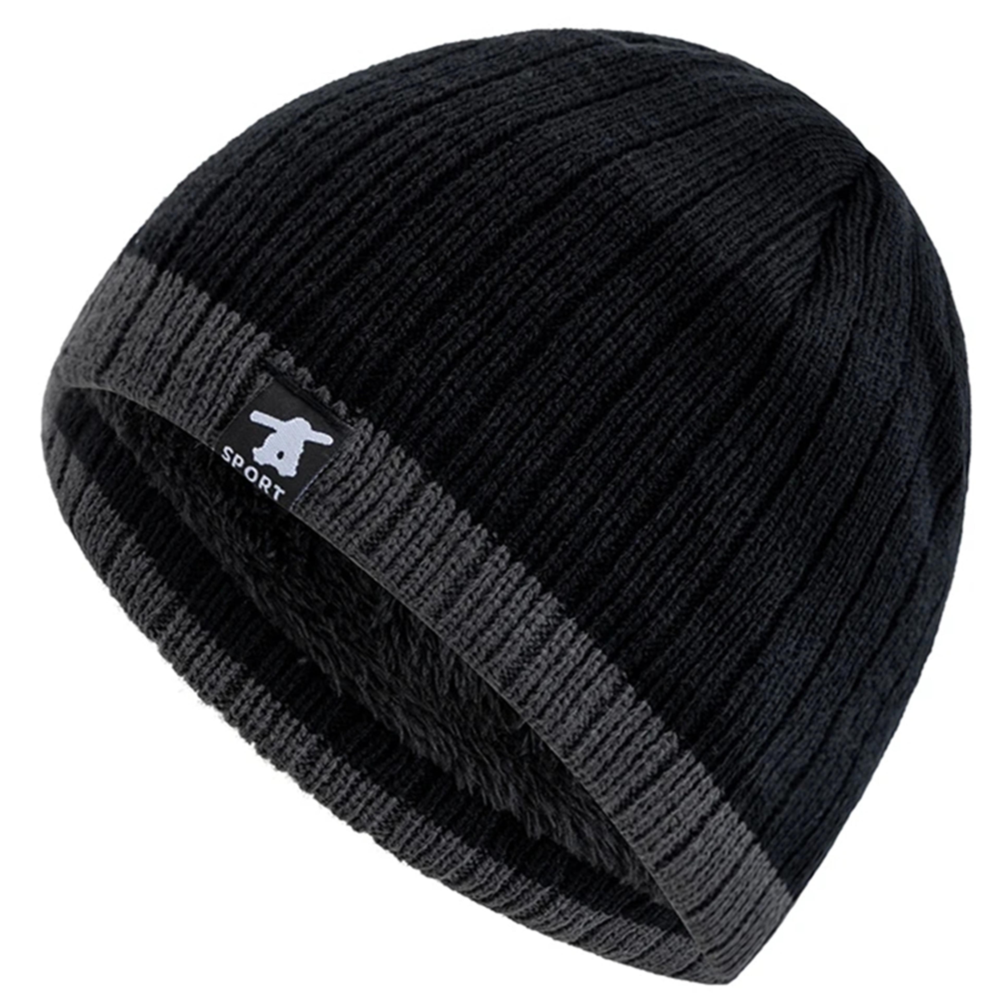 plush fur lined warm winter hats, new style unisex beanies, casual streetwear knitted hats for man, woman skiing cap