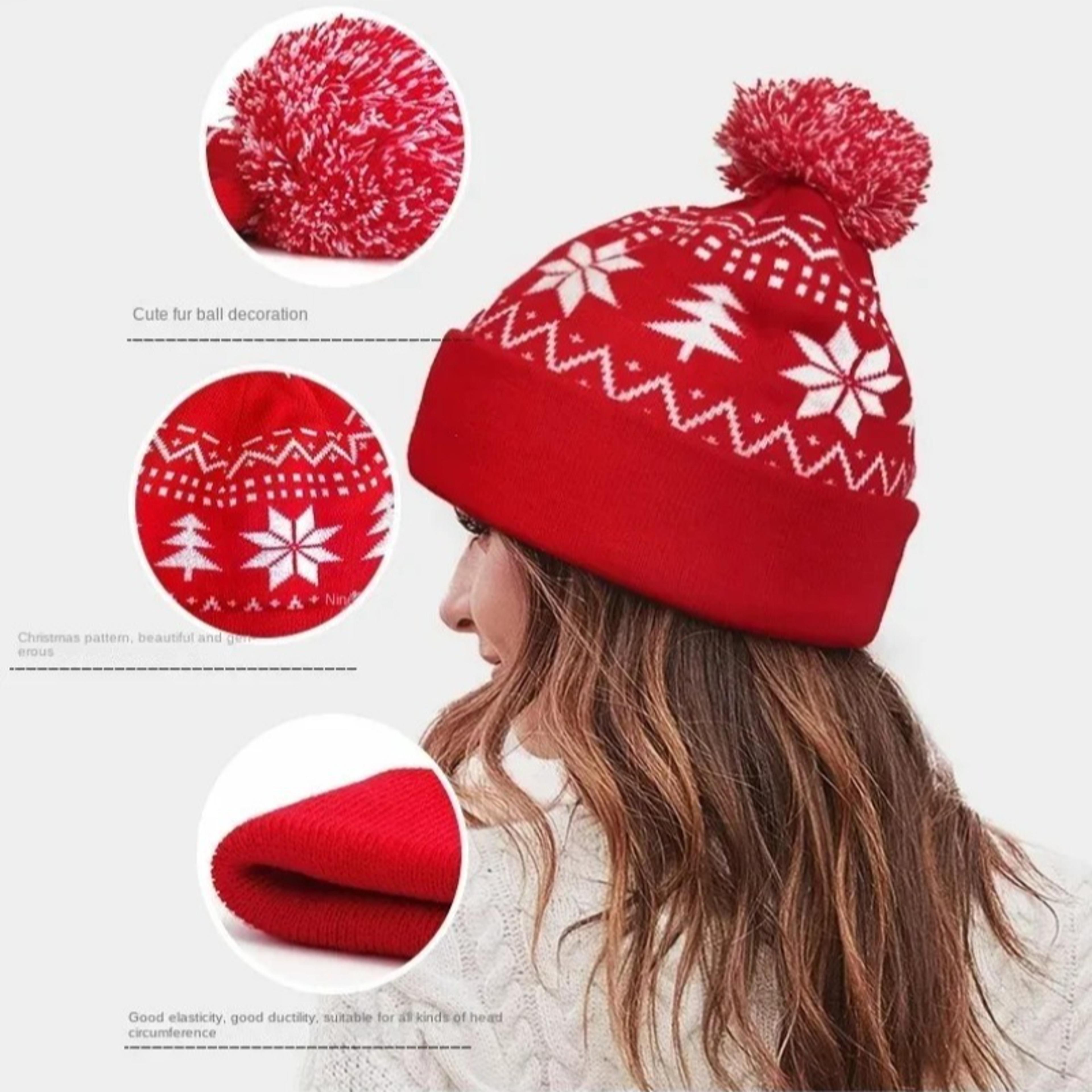 winter warm color knitted cap, christmas hat snowman, new year gift, xmas party warm hat for men and women