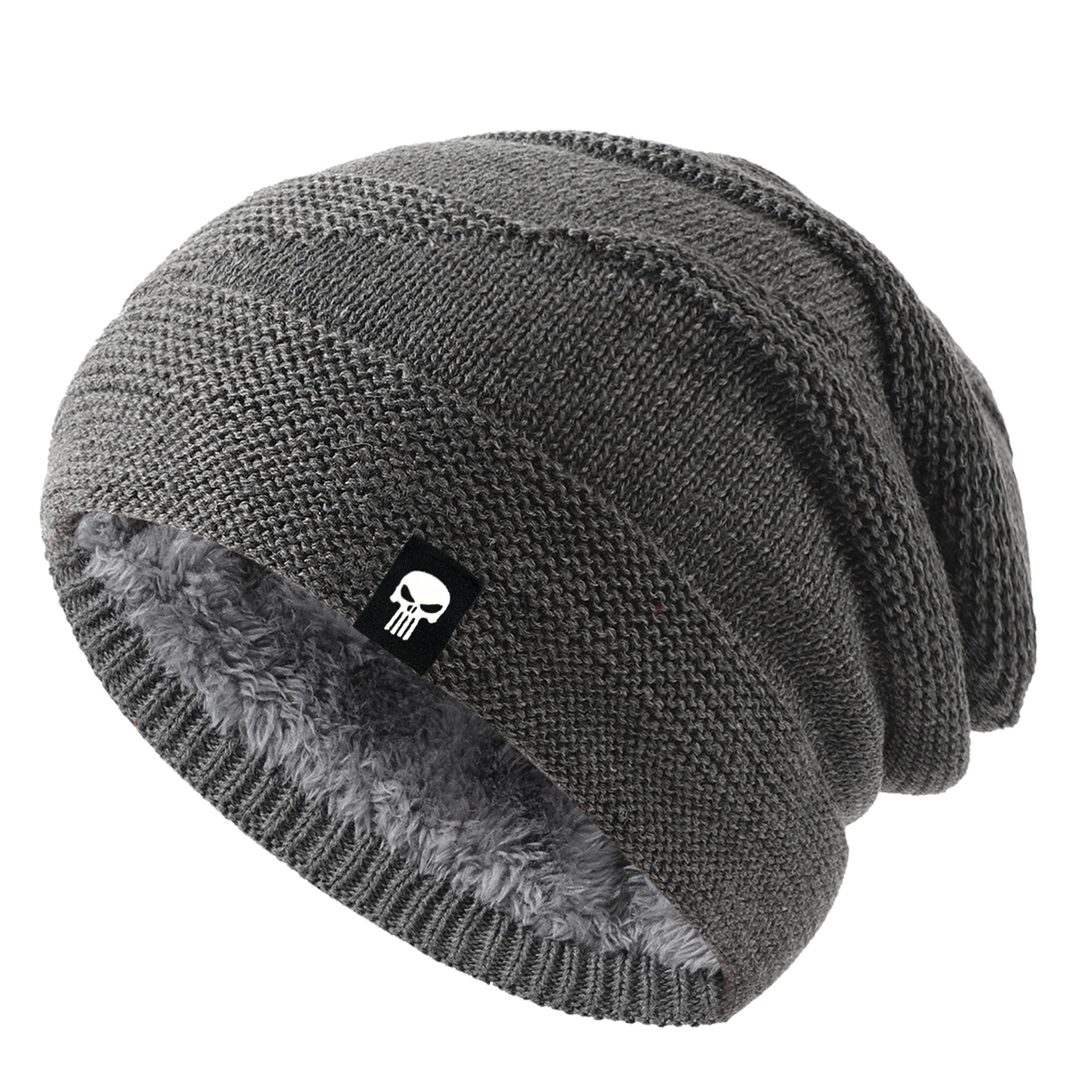 thick fleece liner beanie, winter outdoor warm, warm knitted winter hat, unisex warm skull hat