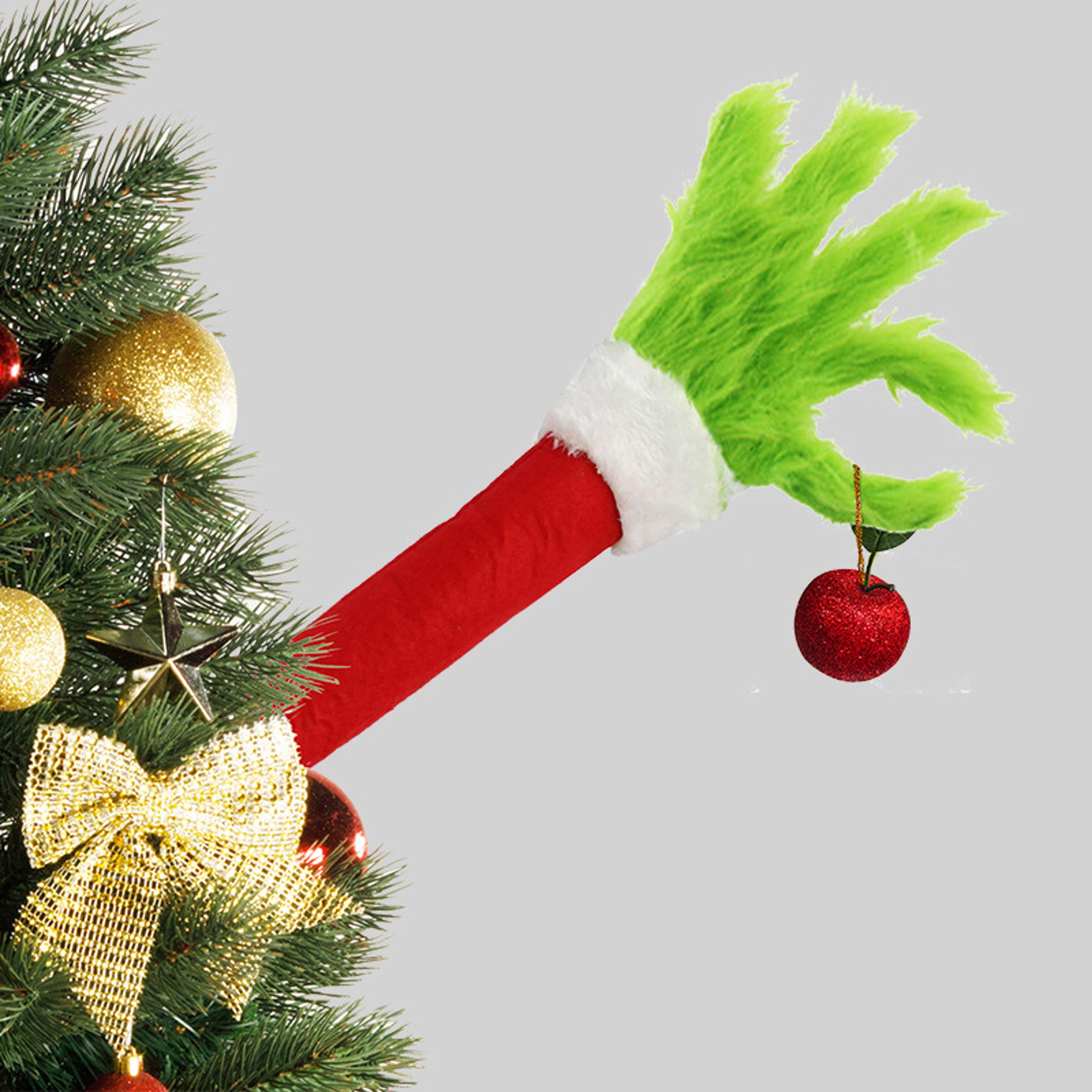 christmas decoration grinch, spot green fur monster arm pendant, doll green fur monster arm