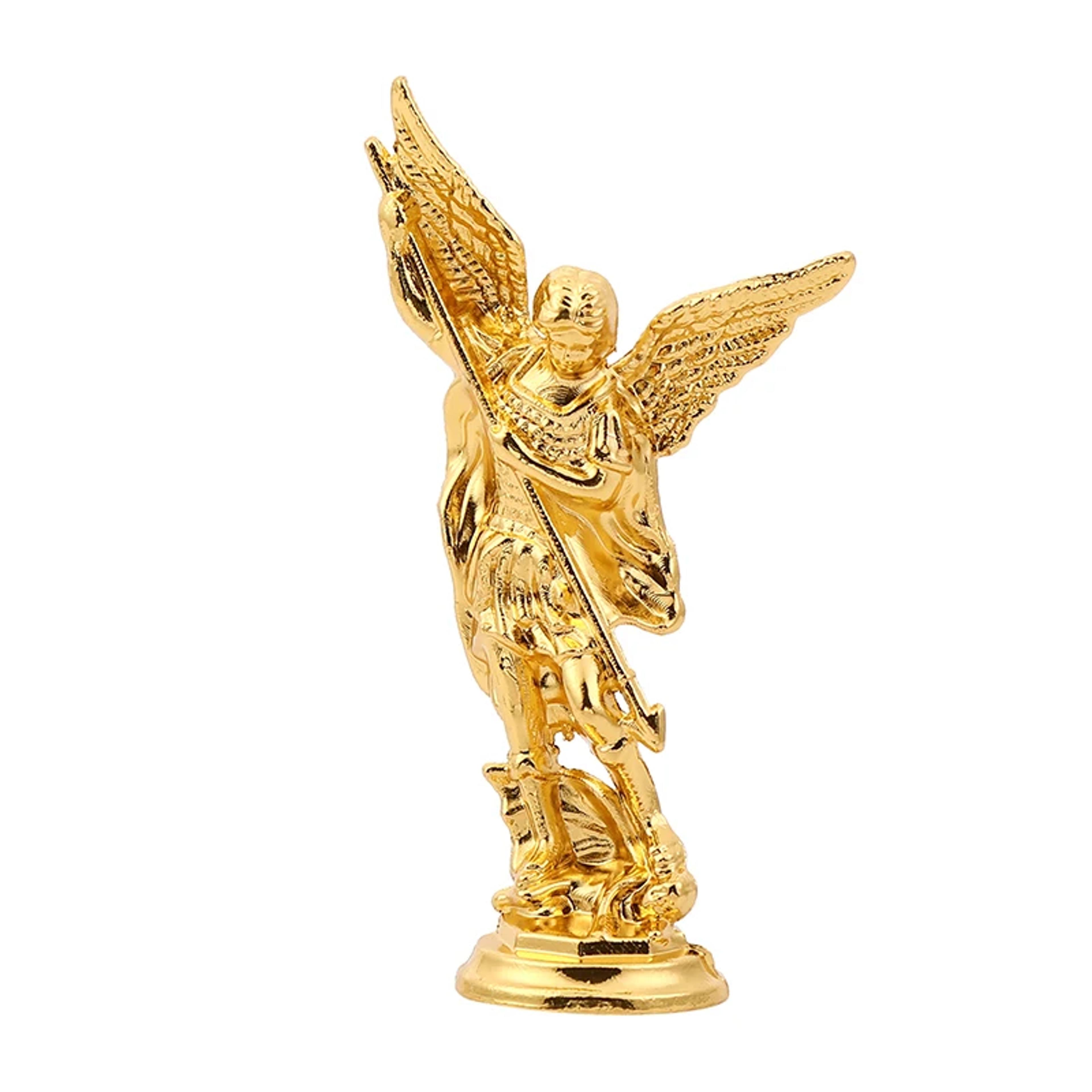zinc alloy crafts christian saint michael figurine, tabletop desktop archangel defeating satan guardian statues for home
