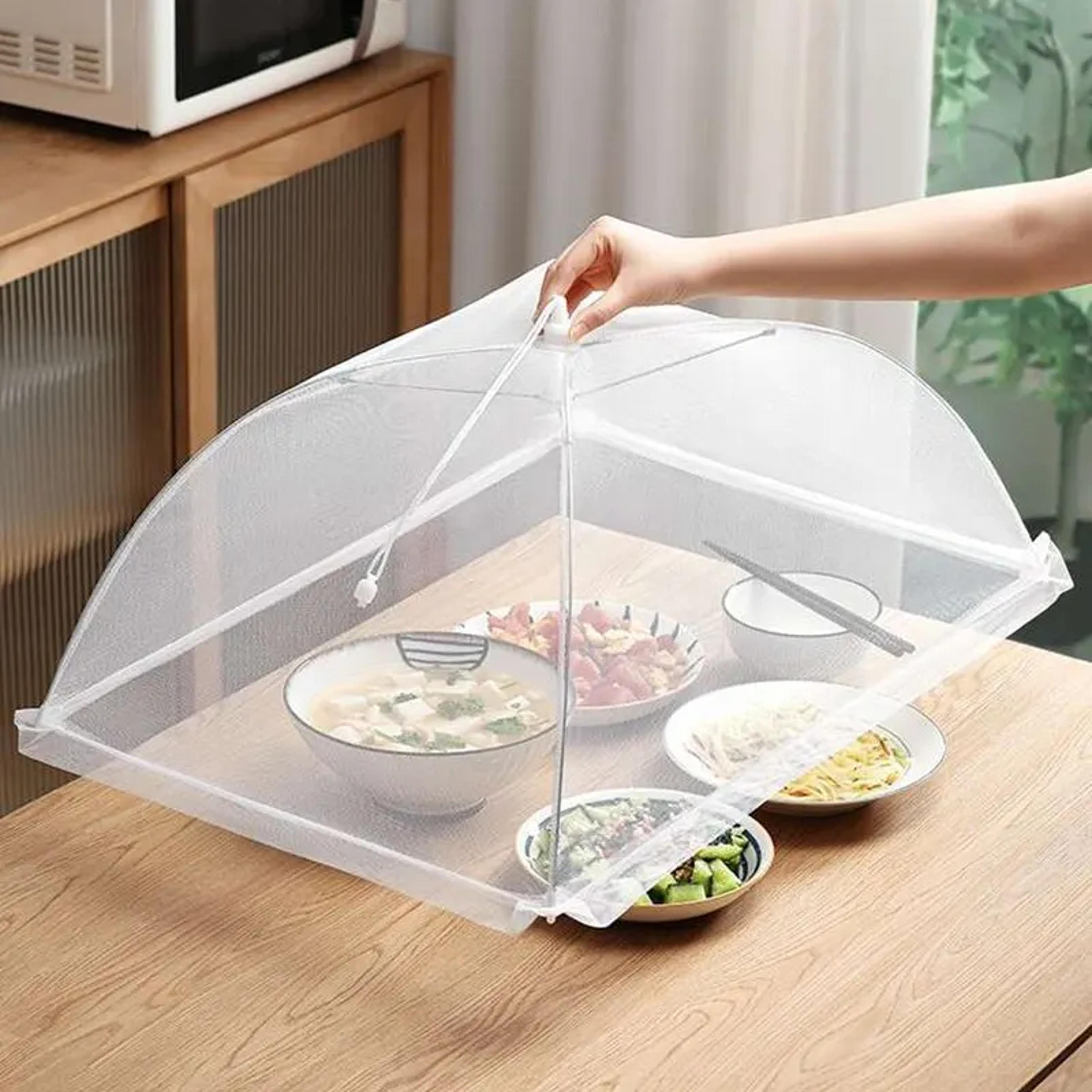 washable folding food cover mesh, insect proof protective dish cover, durable plastic table food shield