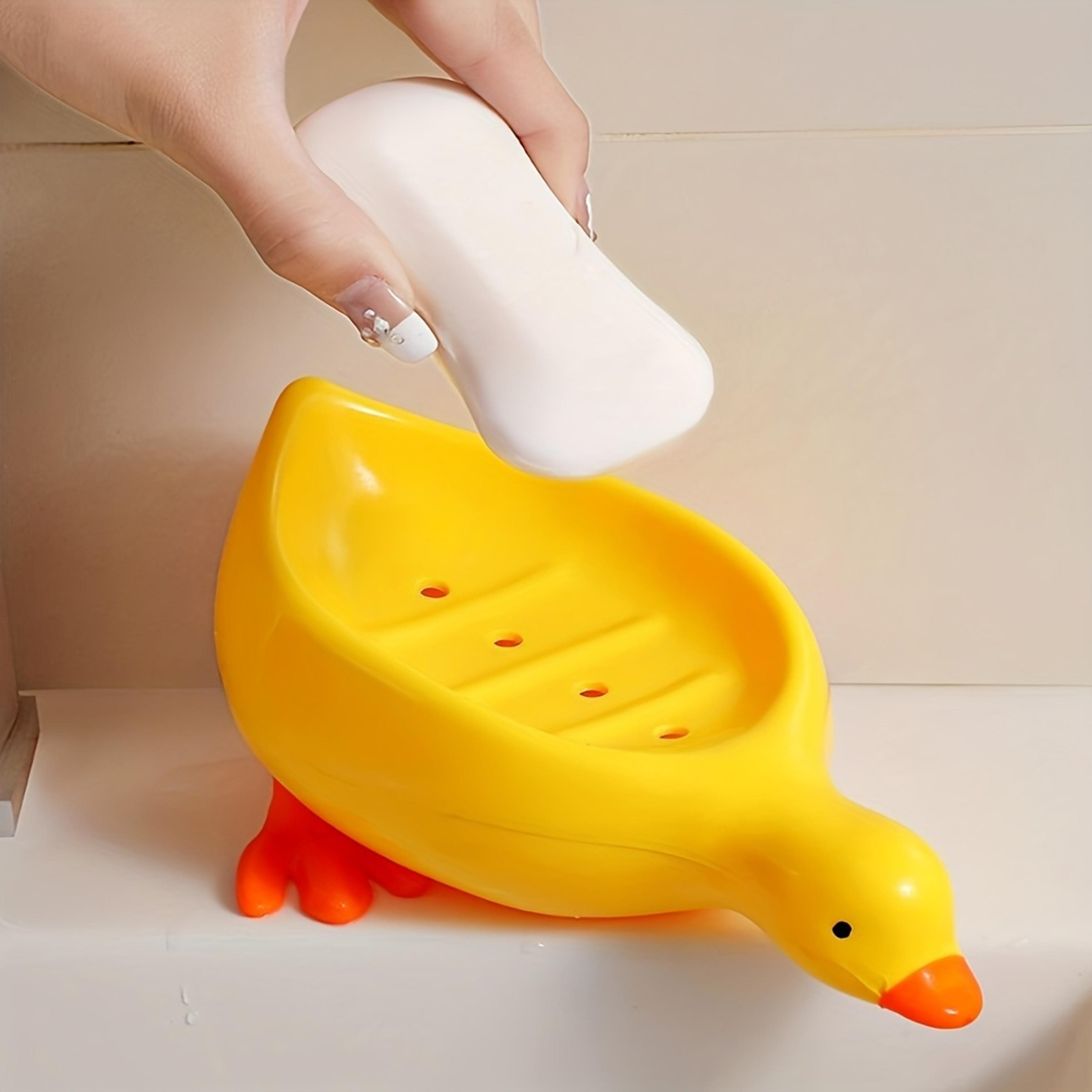 plastic drain tray, cute duck shaped soap dish, multifunctional storage rack, self draining holder, bathroom accessories