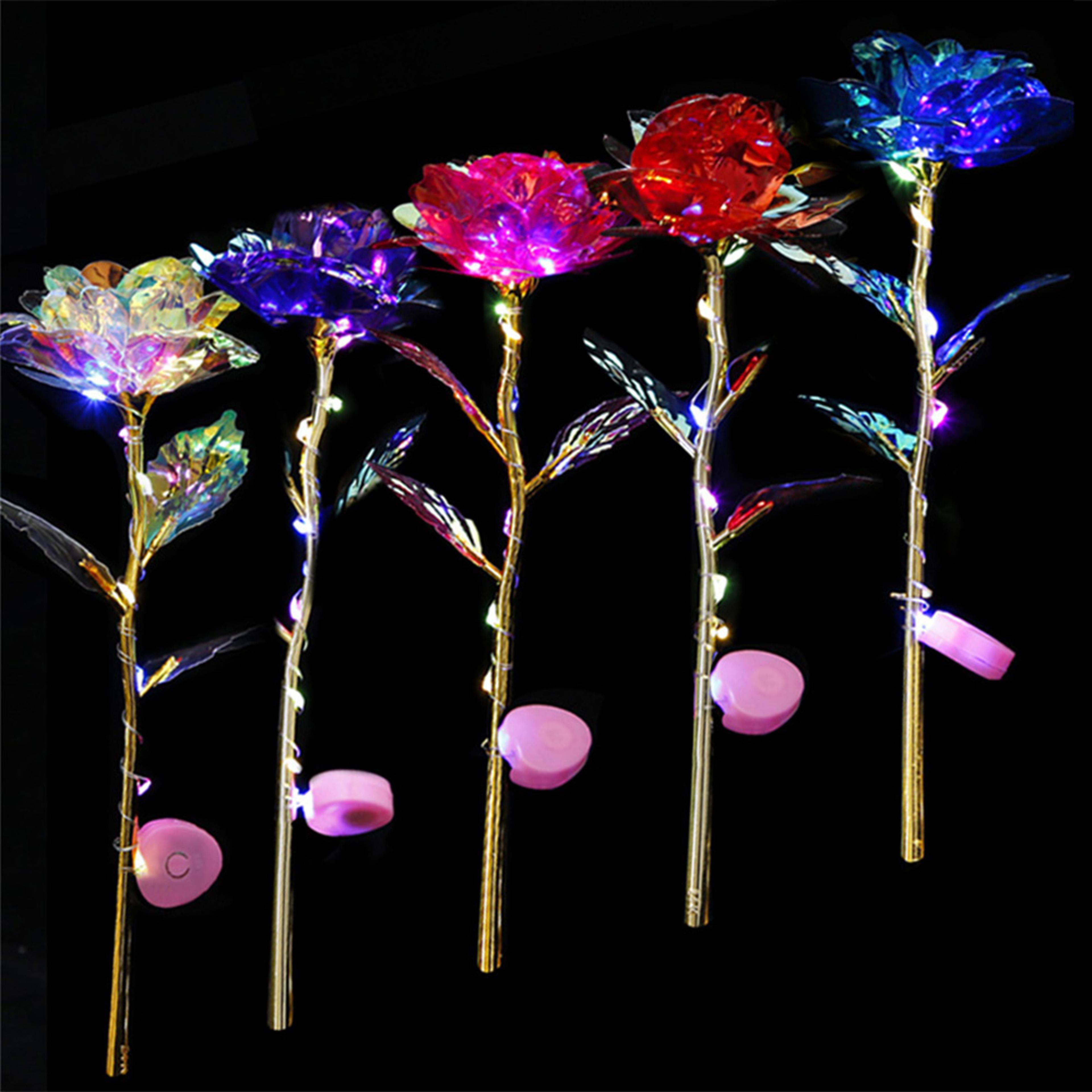 foil plated roses, led lover lighting roses, valentine's day mother's day gift, wedding decor, artificial flowers