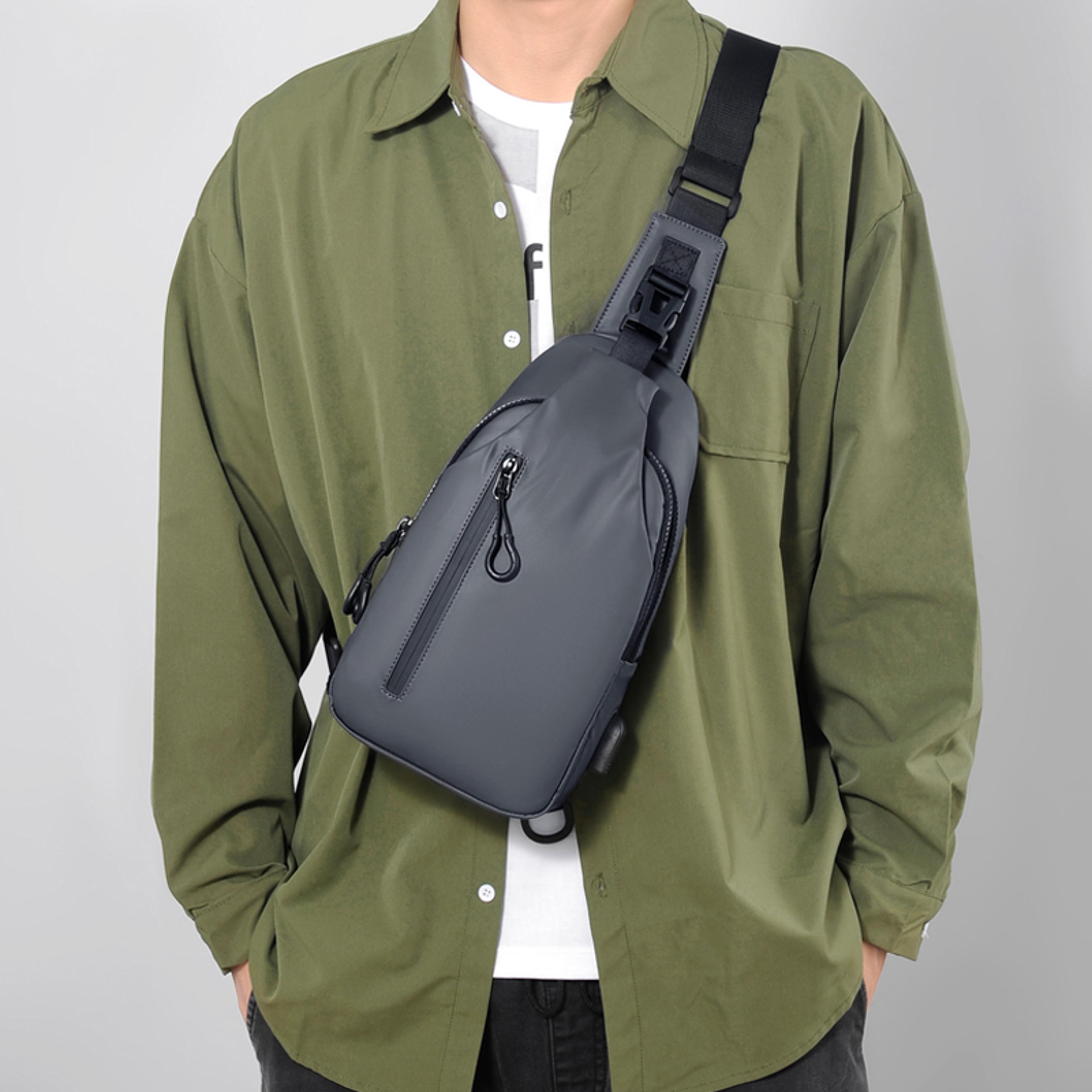 men's cross bag, multifunctional chest bag, adjustable shoulder strap, usb charging port, daily commuting