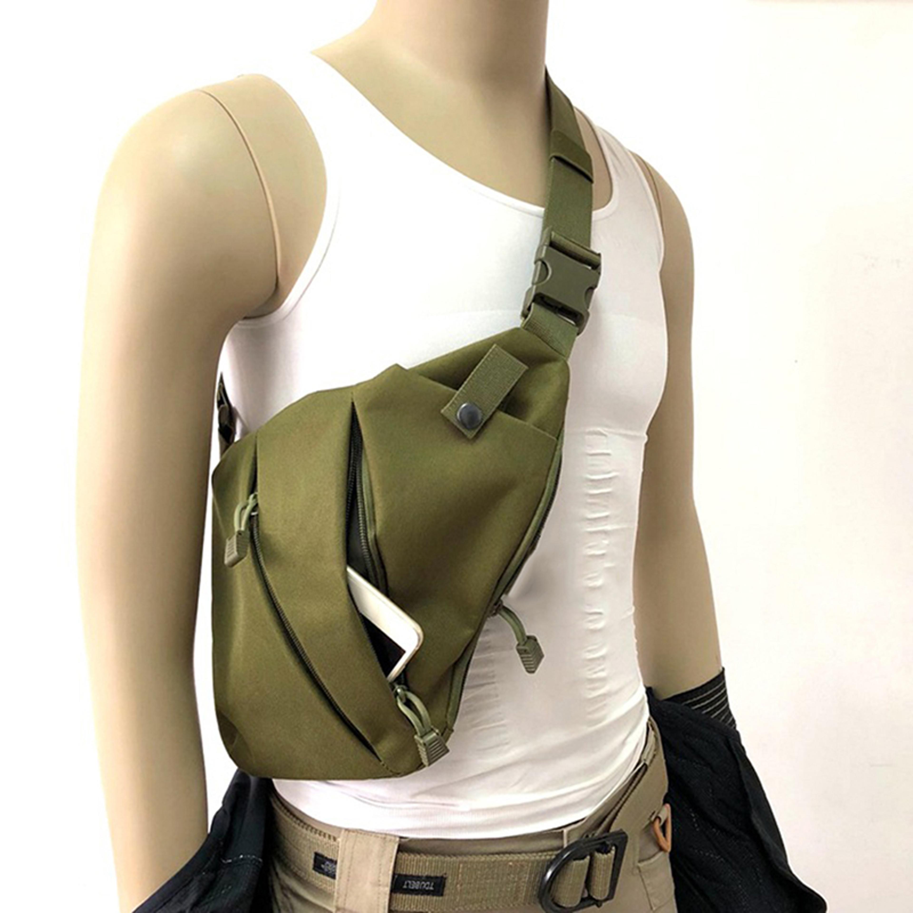 gun holster shoulder bags men, hunting crossbody pistol bag, anti theft chest bag nylon sports, outdoor tactical storage