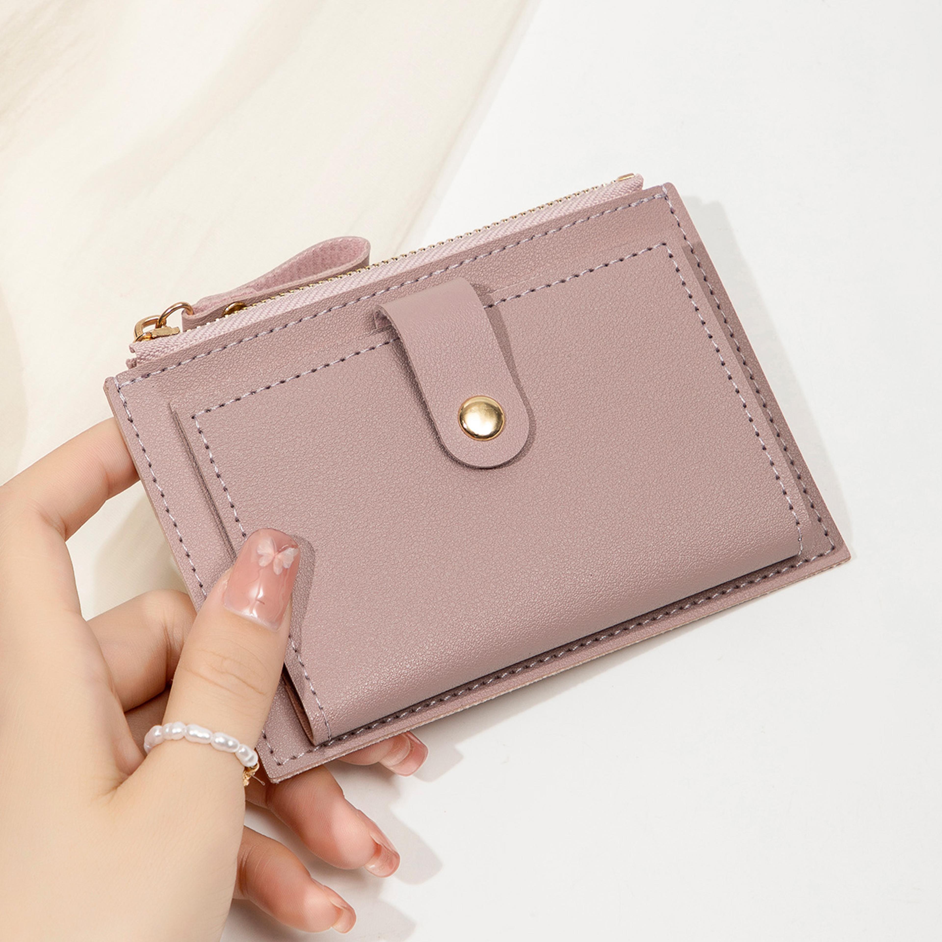 ultra-thin mini pu leather wallet, minimalist women's short card bag, credit card holder wallet