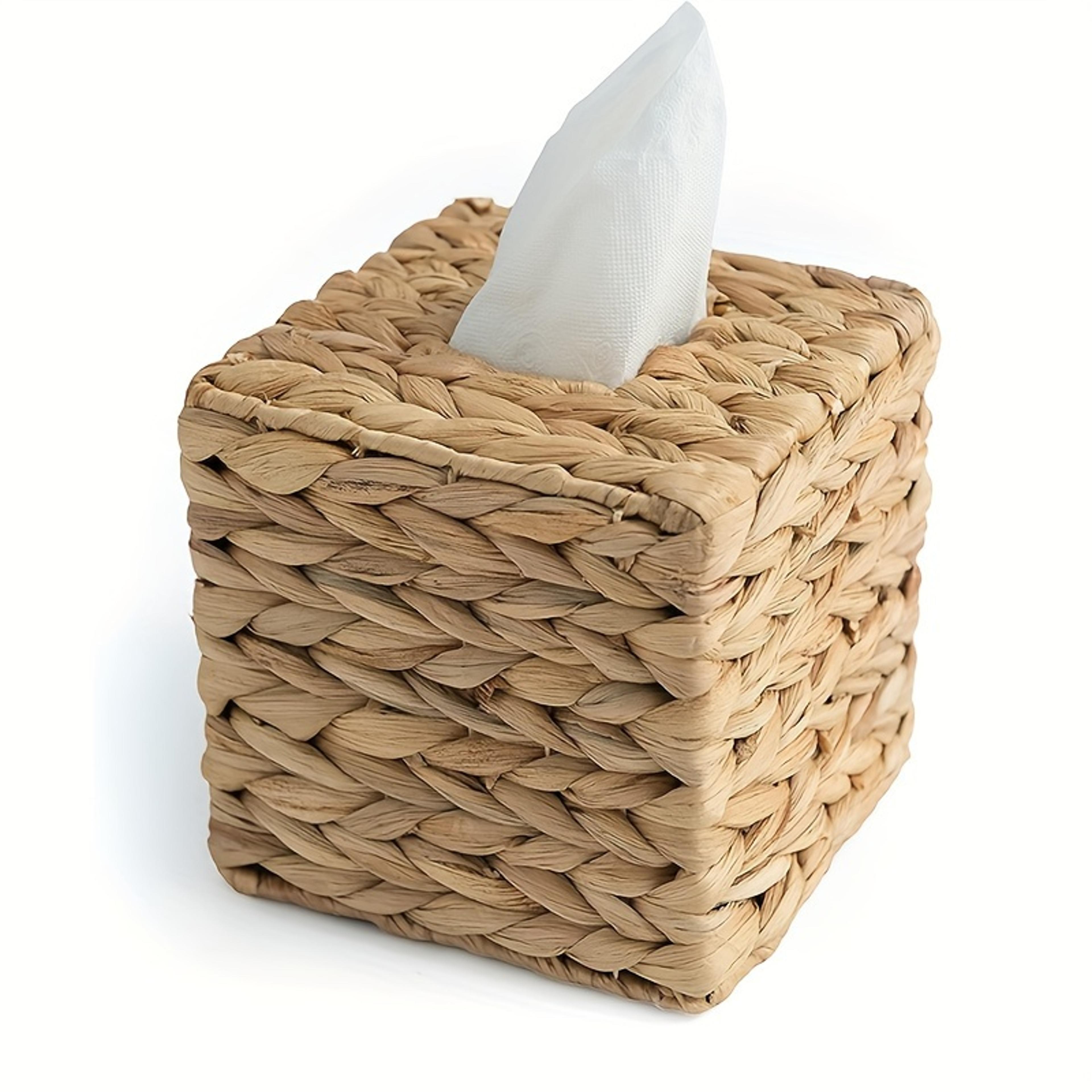 water hyacinth woven paper box, square woven tissue box, storage box, desktop storage basket