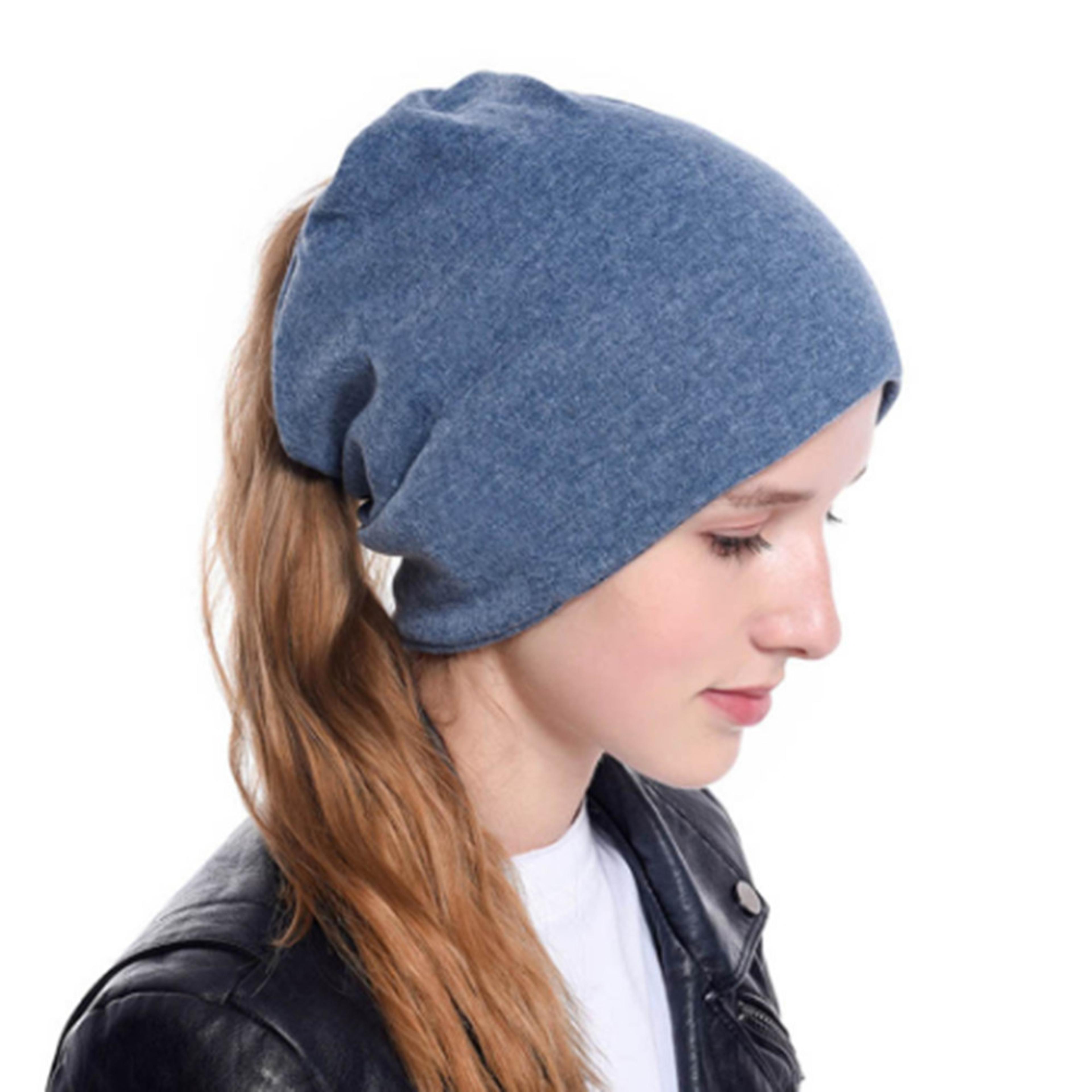 womens knit beanie pullover hat, oversized candy color, ponytail hat cap, new fashion, casquette femme