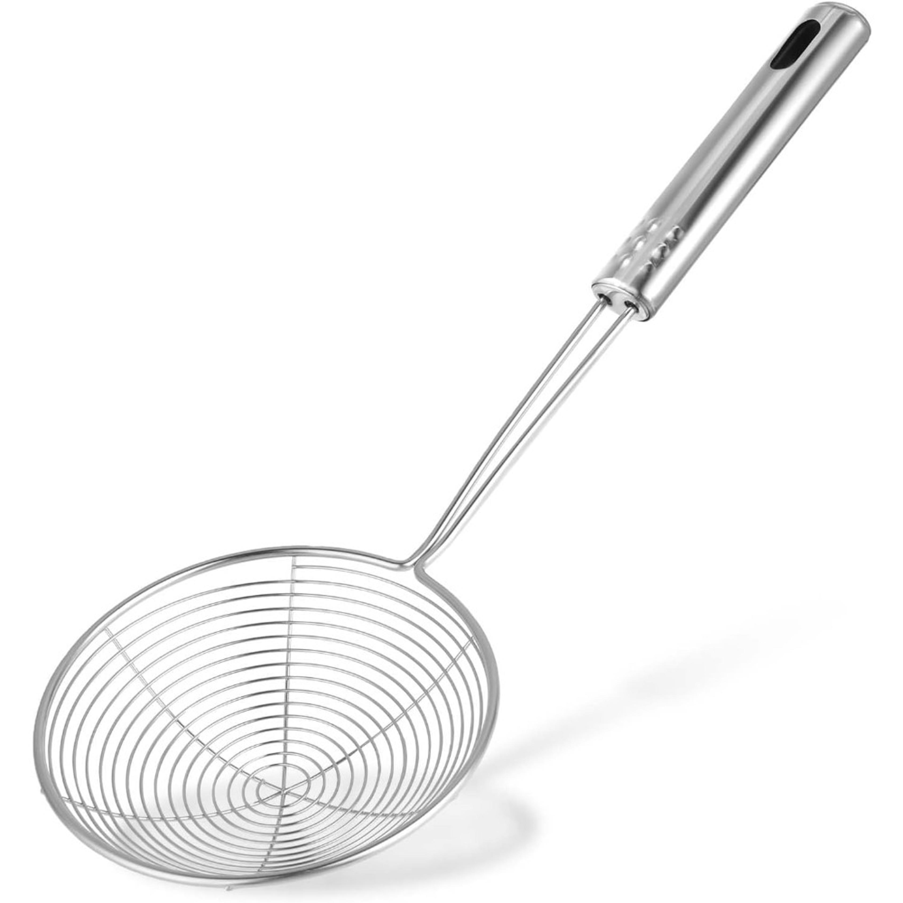 frying spider strainer, stainless steel skimmer spoon for noodles and cooking with handle