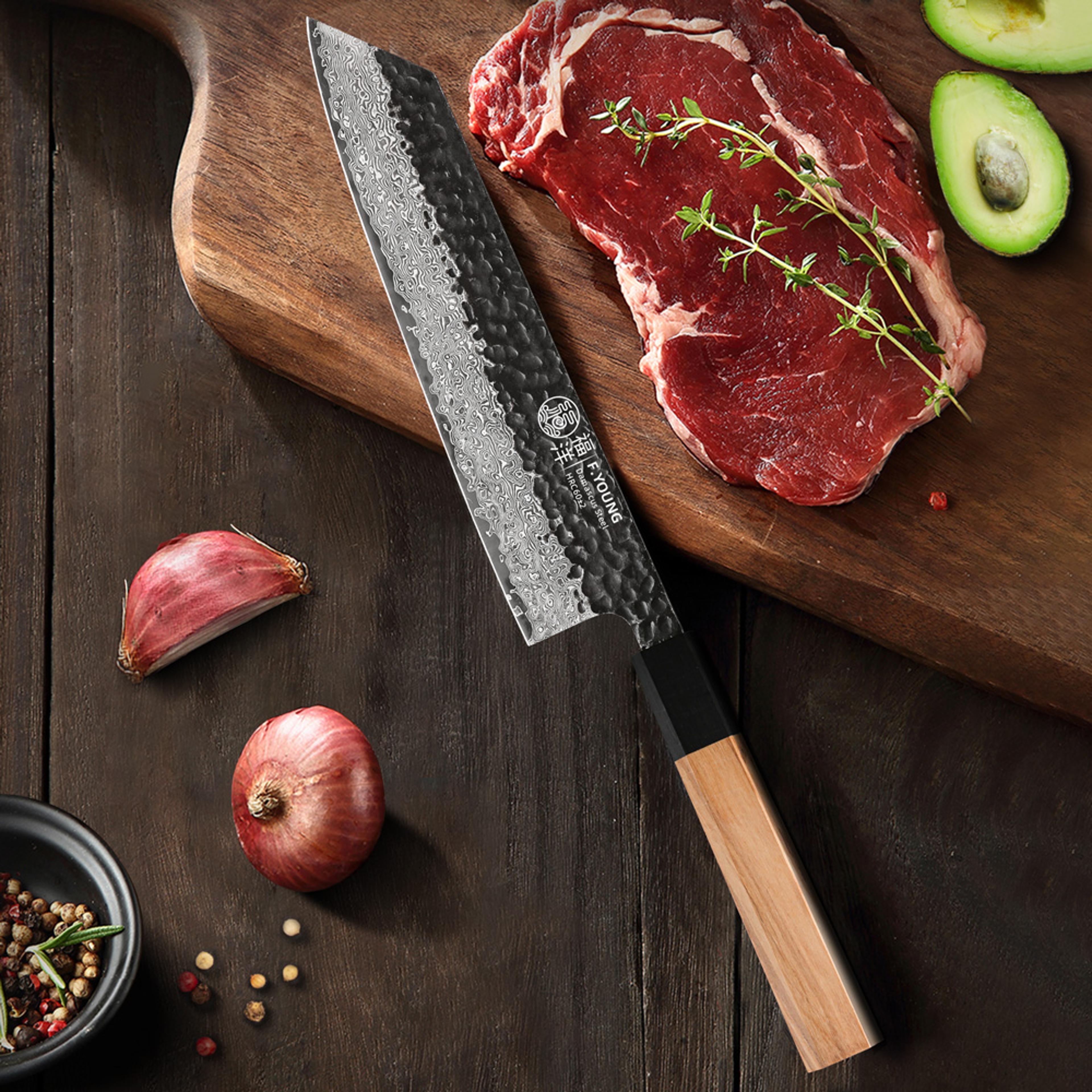 damascus steel kiritsuke knife, sharp meat vegetable cleaver, handmade japanese chef knives