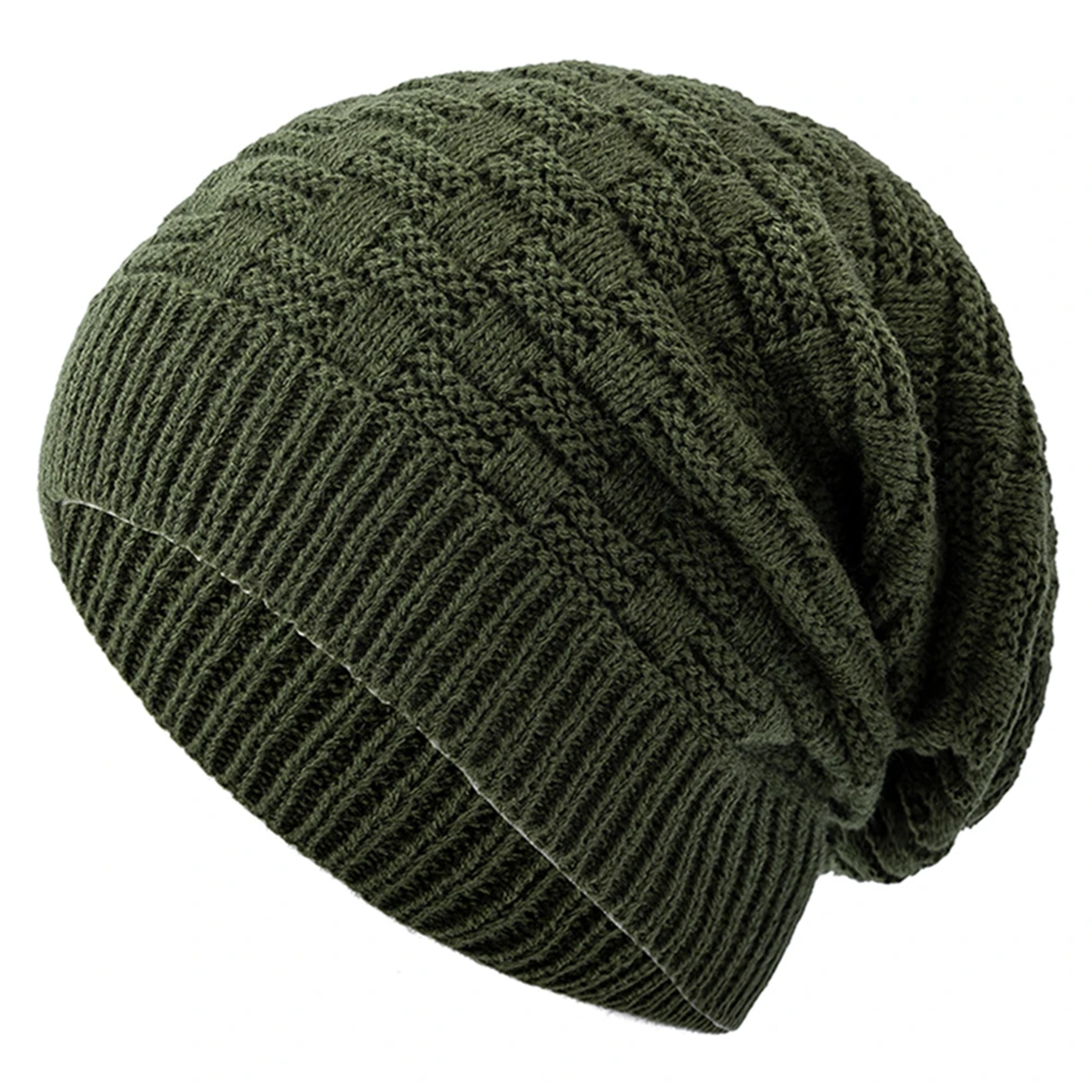 casual beanies for men and women, unisex slouchy winter hat long, size knitted hat, solid bonnet cap