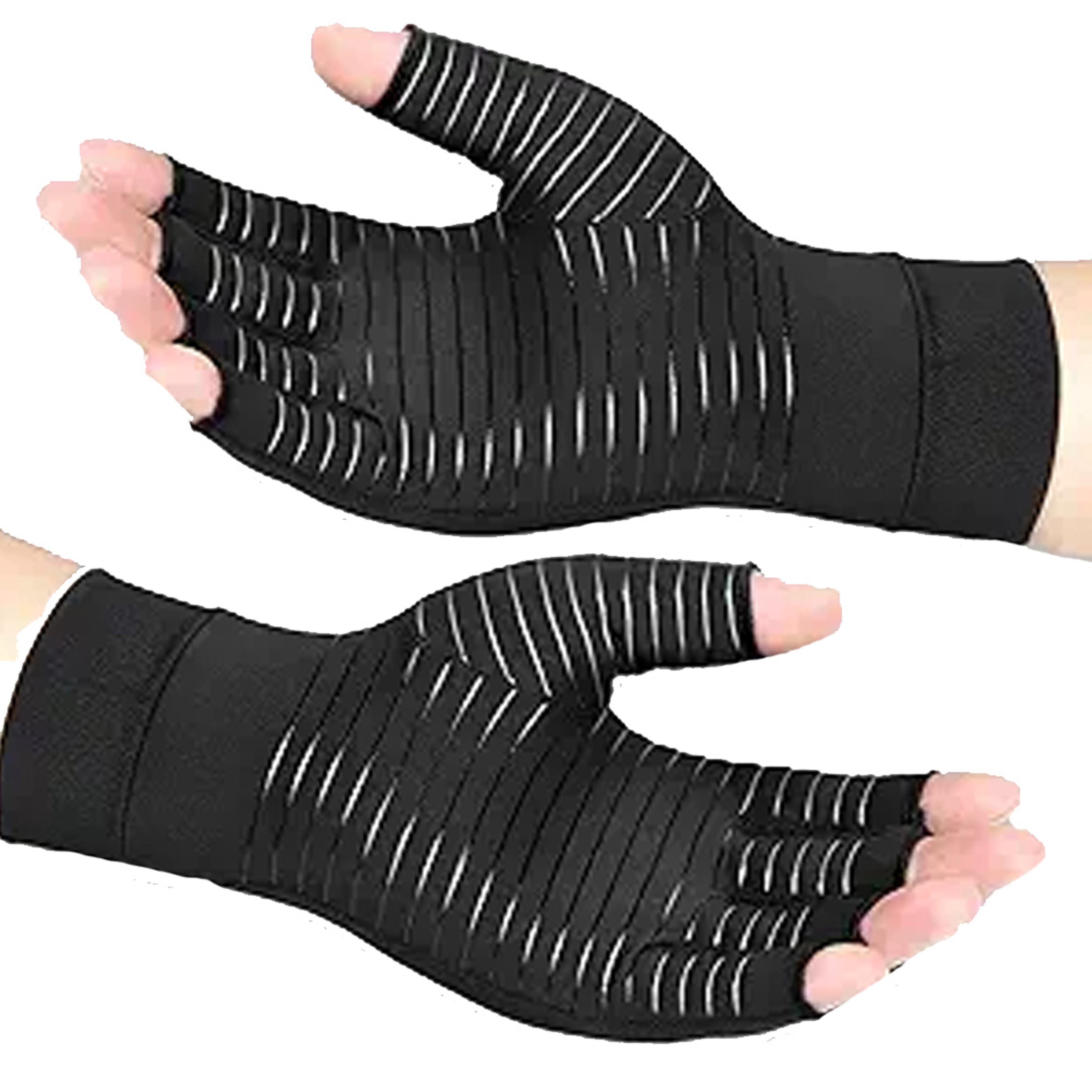 arthritis gloves for men and women, copper infused compression gloves, fingerless carpal tunnel hand support brace