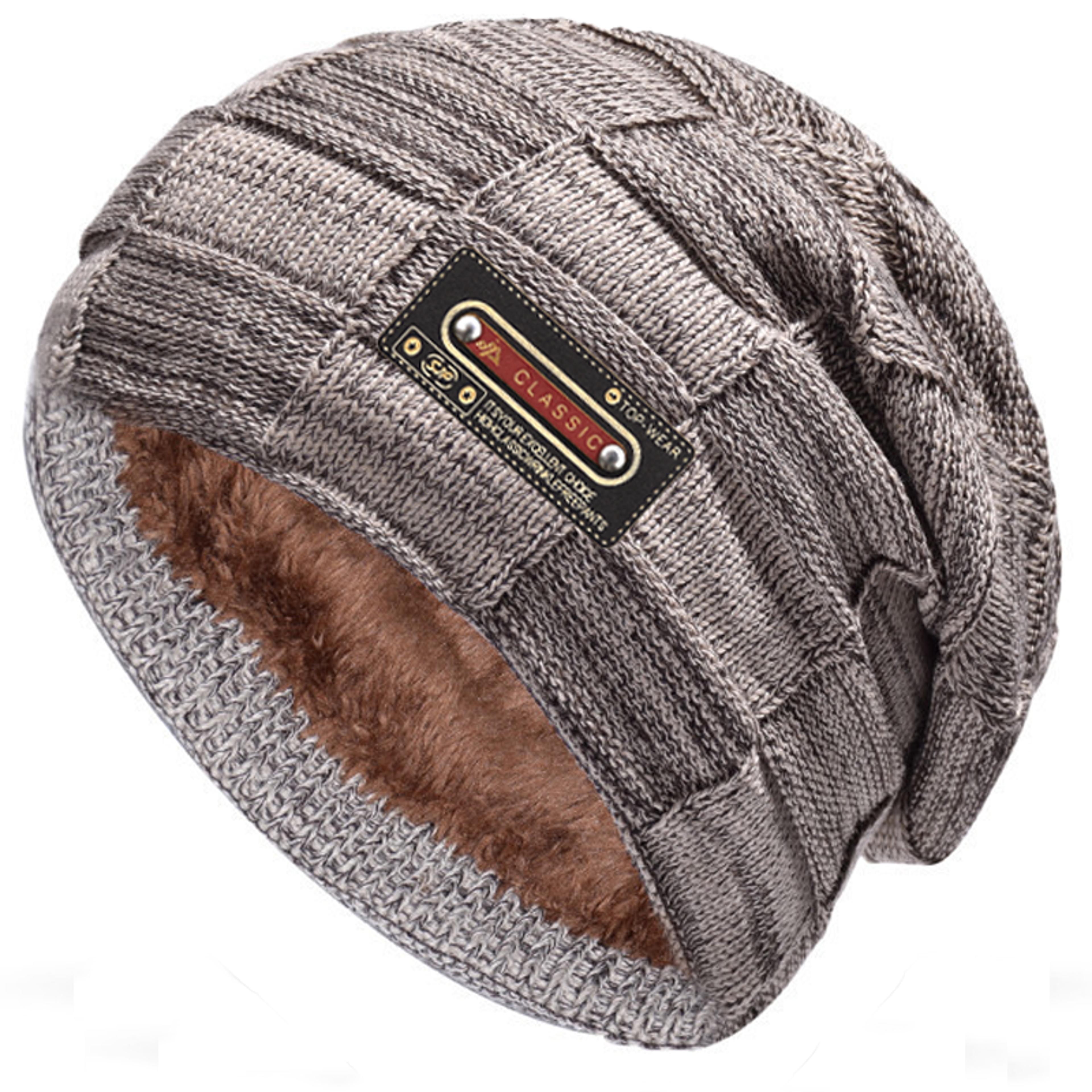 thick winter knitted hats for men and women, new unisex beanie, fur lined warm hats for men & women dropshipping