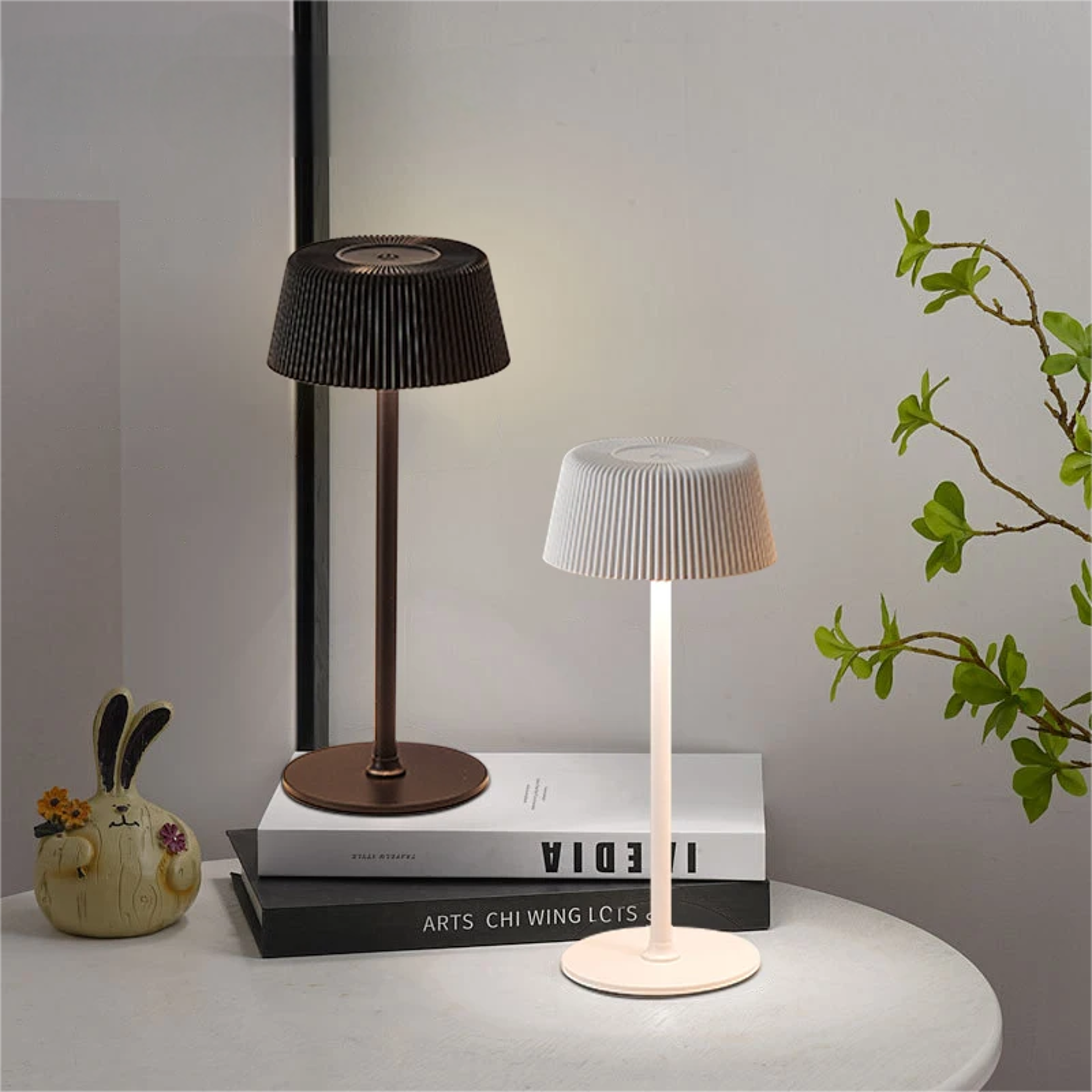 creative rechargeable led desk lamp with dimmable night light for bedroom and living room