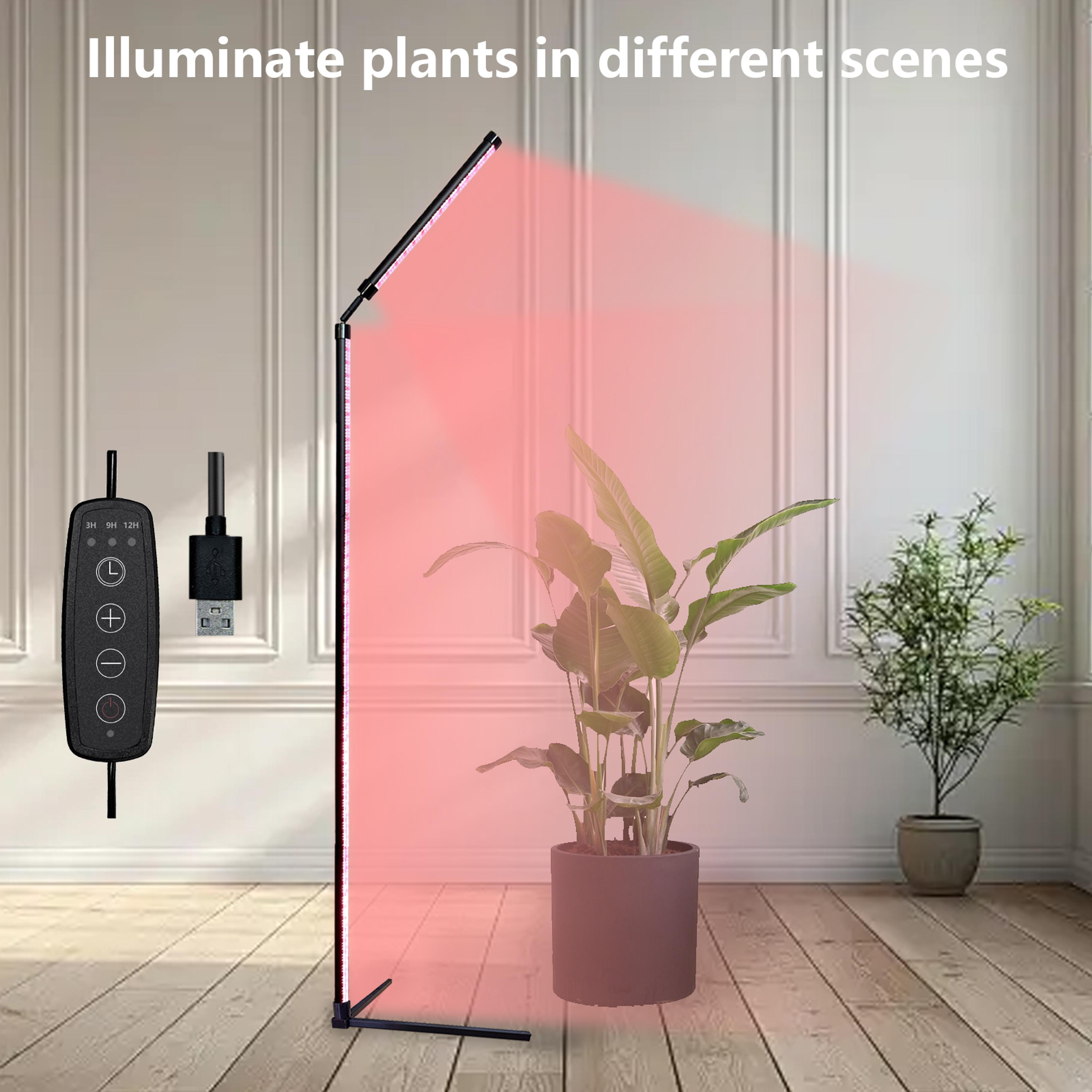 indoor plant growth lamp, full spectrum seed lamp with timer and three color dimmable floor lamp