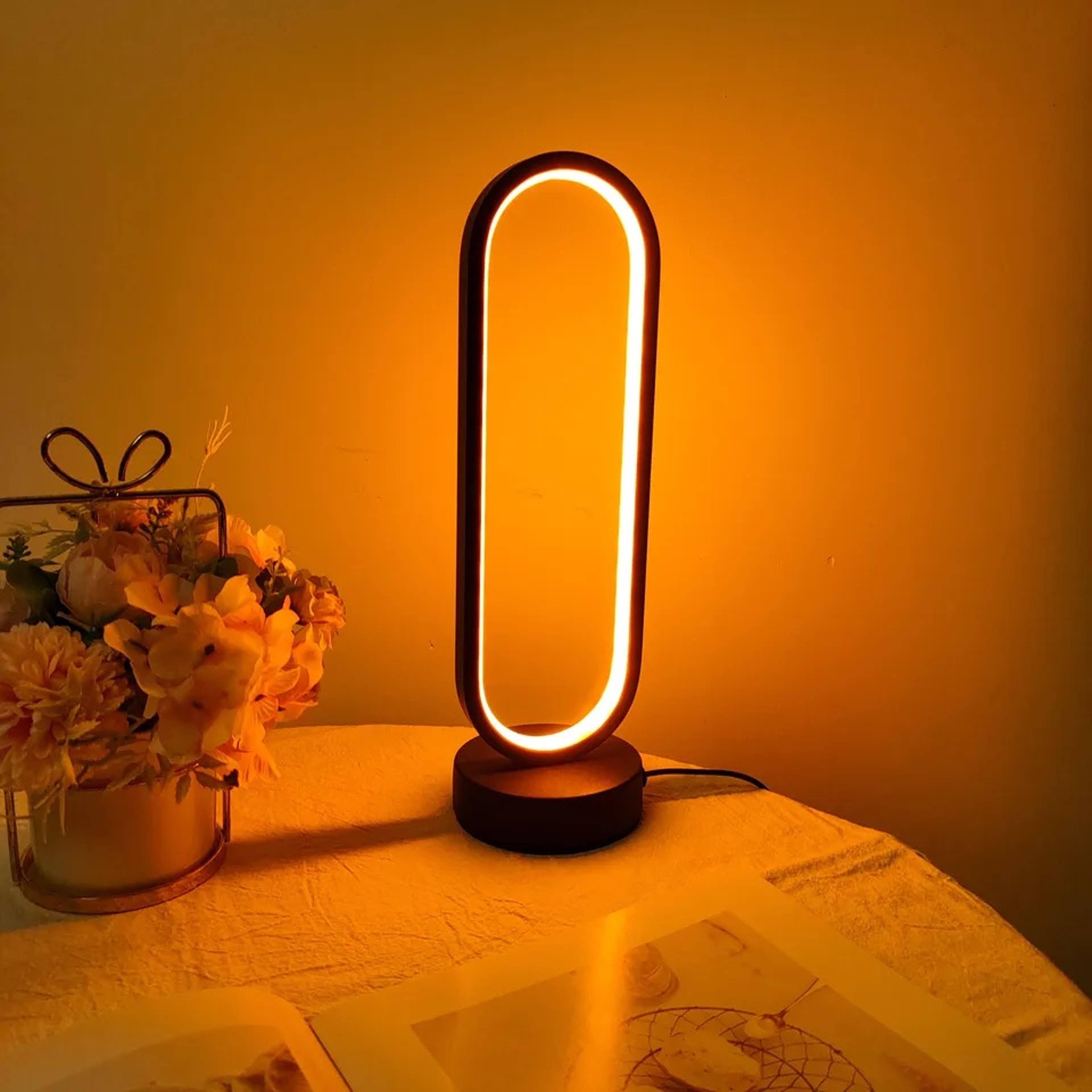 led night light modern ring lamp three-color dimming for bedroom living room desk lamp office use
