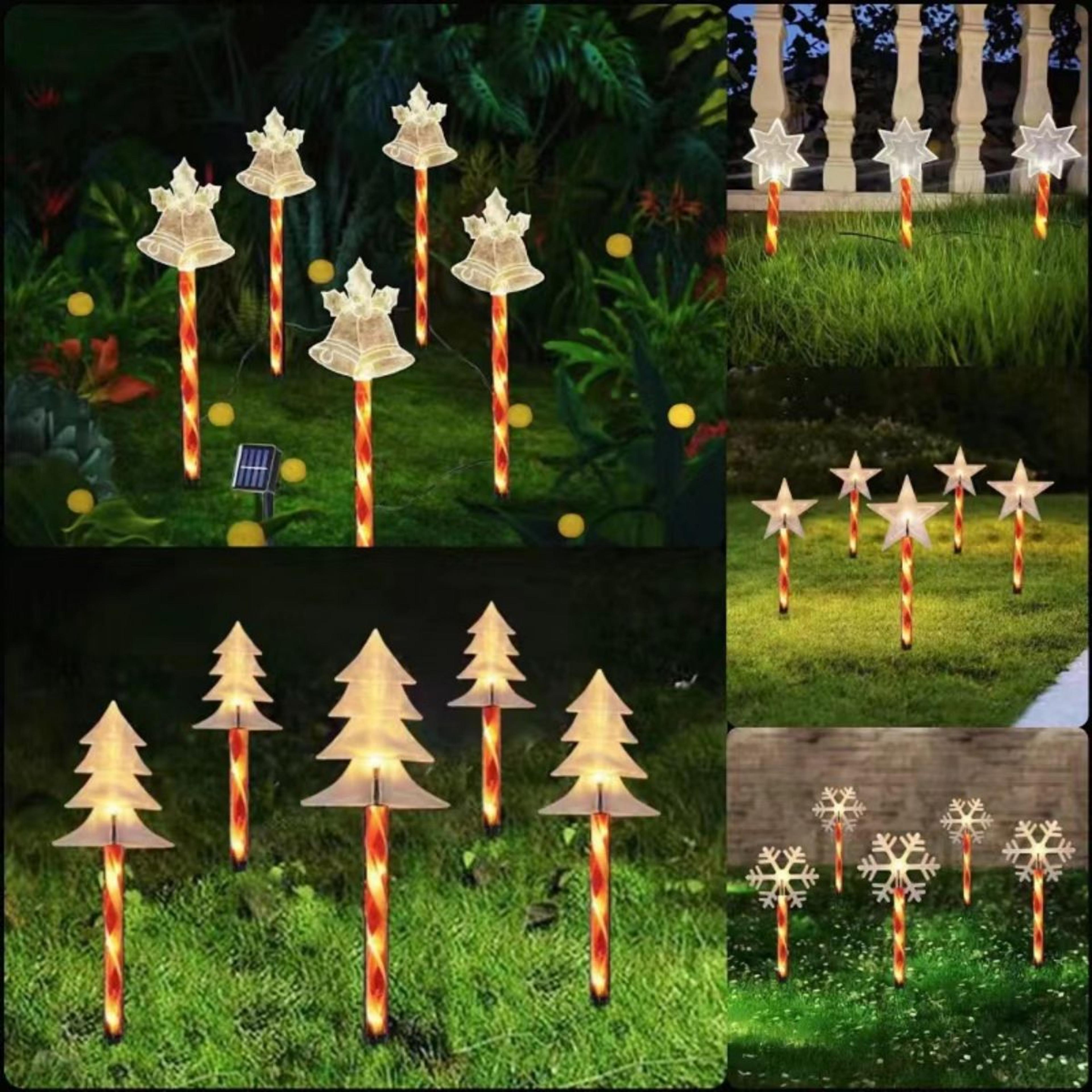 red tube led solar pentagram , outdoor waterproof lawn light, snowflake christmas tree bell courtyard decoration