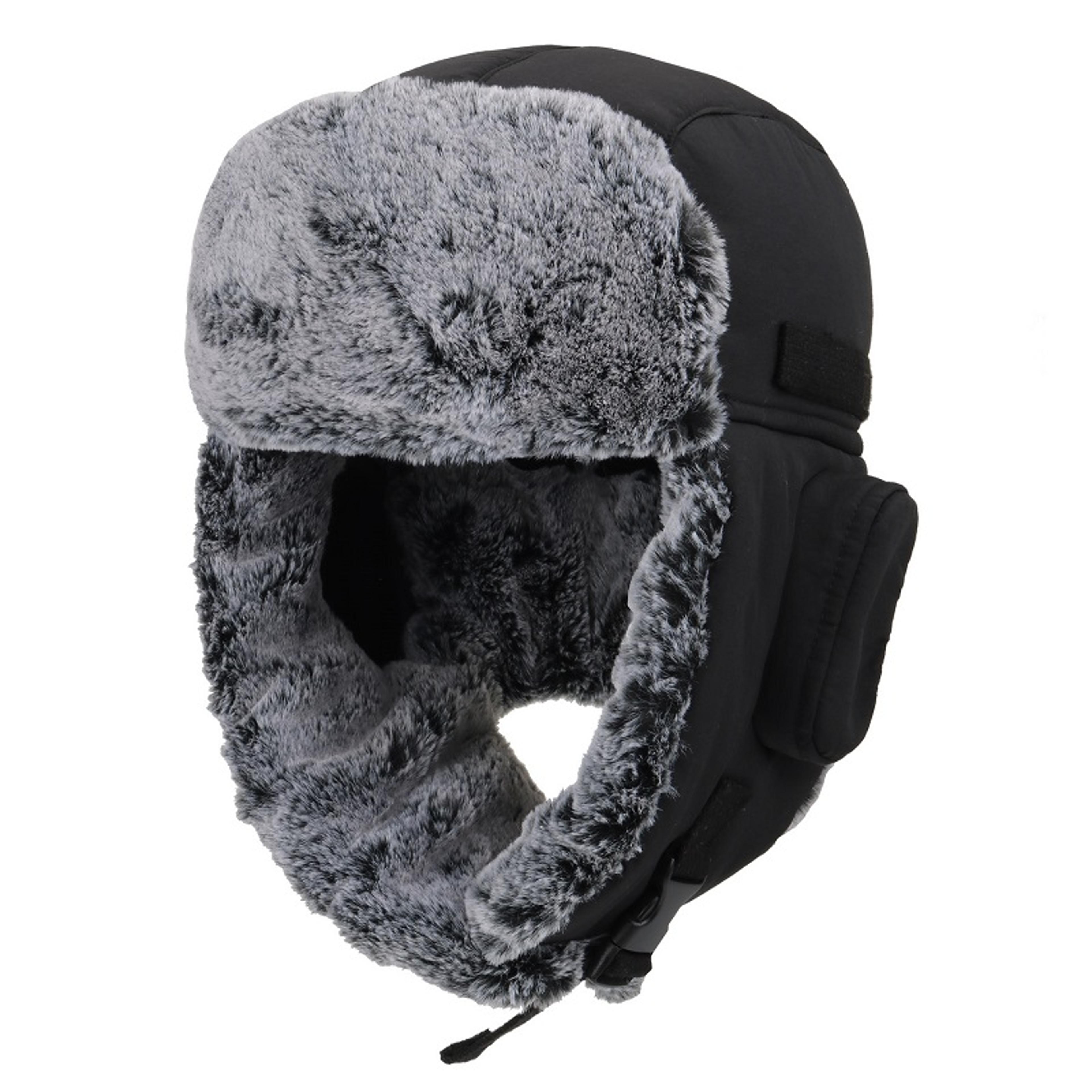 mens trapper hat connectyle, winter warm ushanka hat, faux fur lining, windproof waterproof eskimo hat for hunting