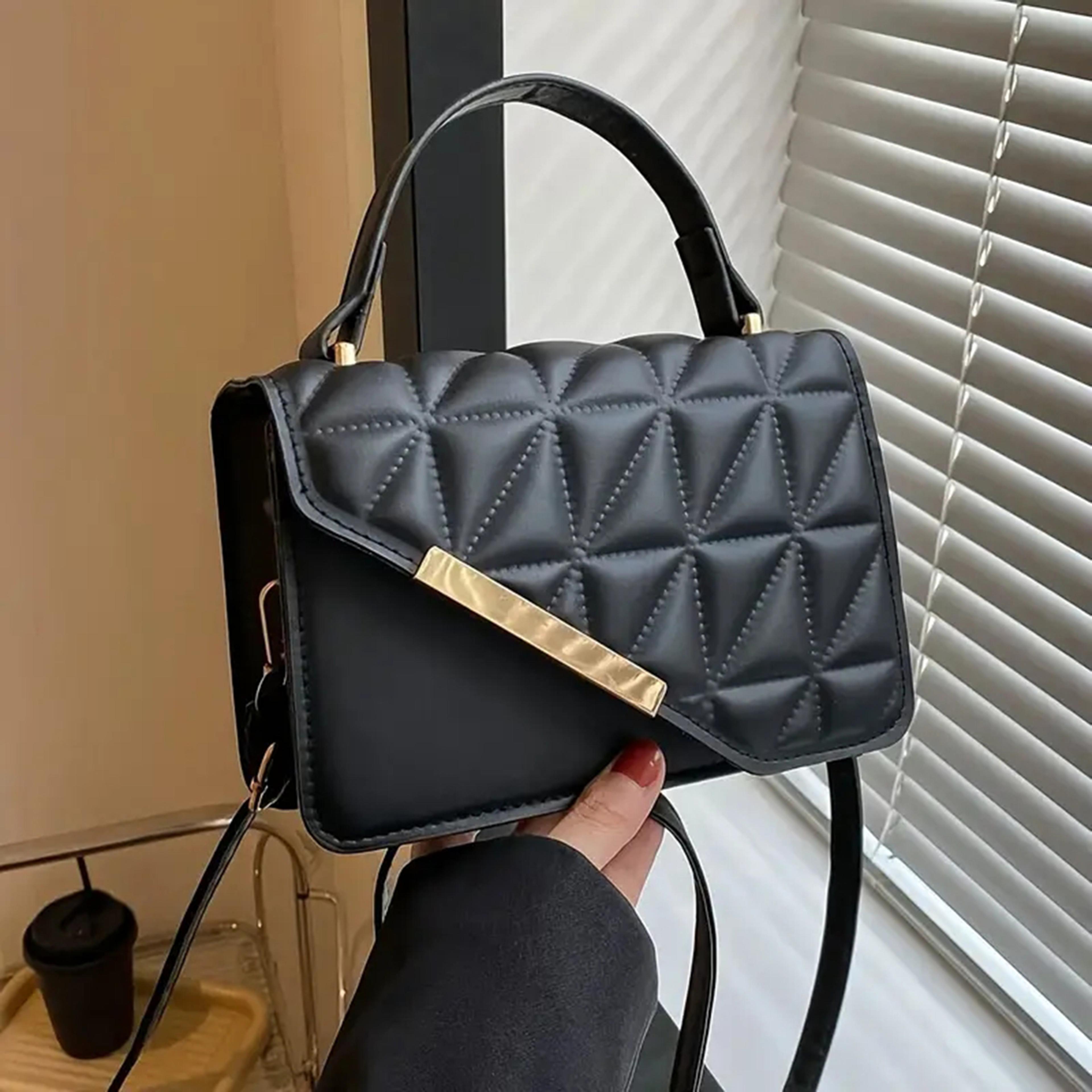 elegant temperament black ladies bag, fashionable versatile single shoulder shoulder bag, diagonal crossbody style
