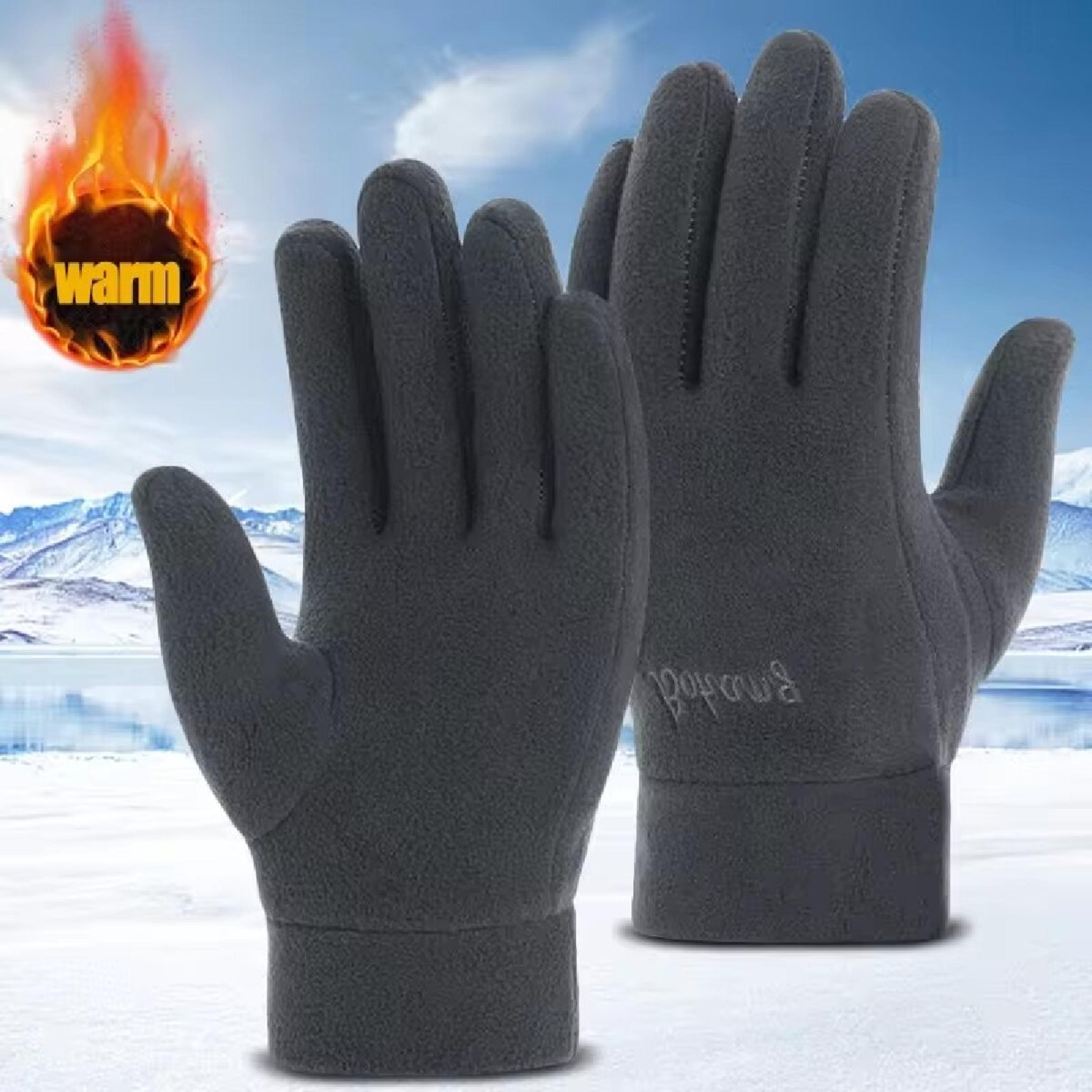 winter gloves for men, thicken thermal fleece full finger, windproof cold resistance skiing cycling mittens