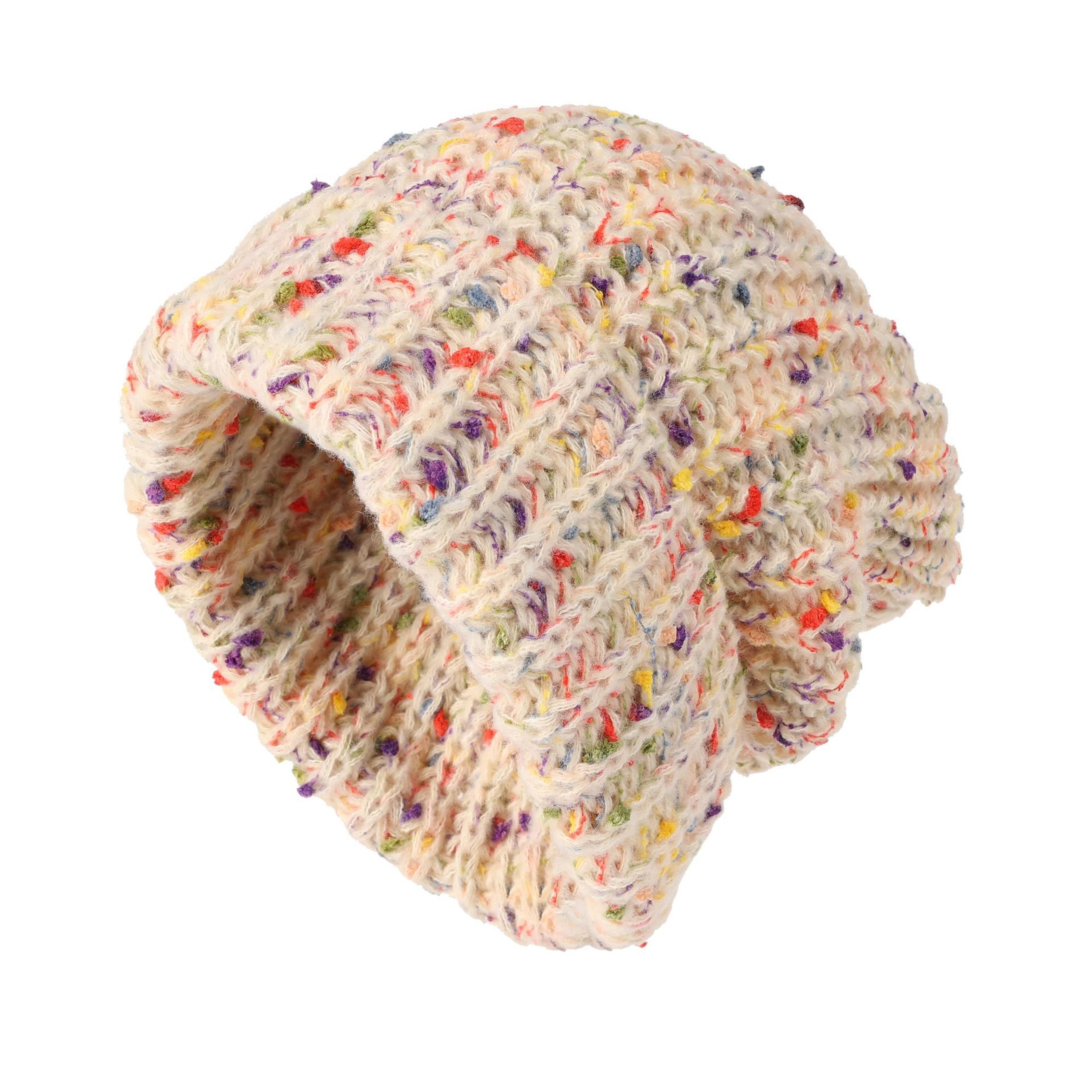 classic coldproof warm beanie, trendy mixed color slouchy skull cap, thick knit hat for women, winter knit beanie