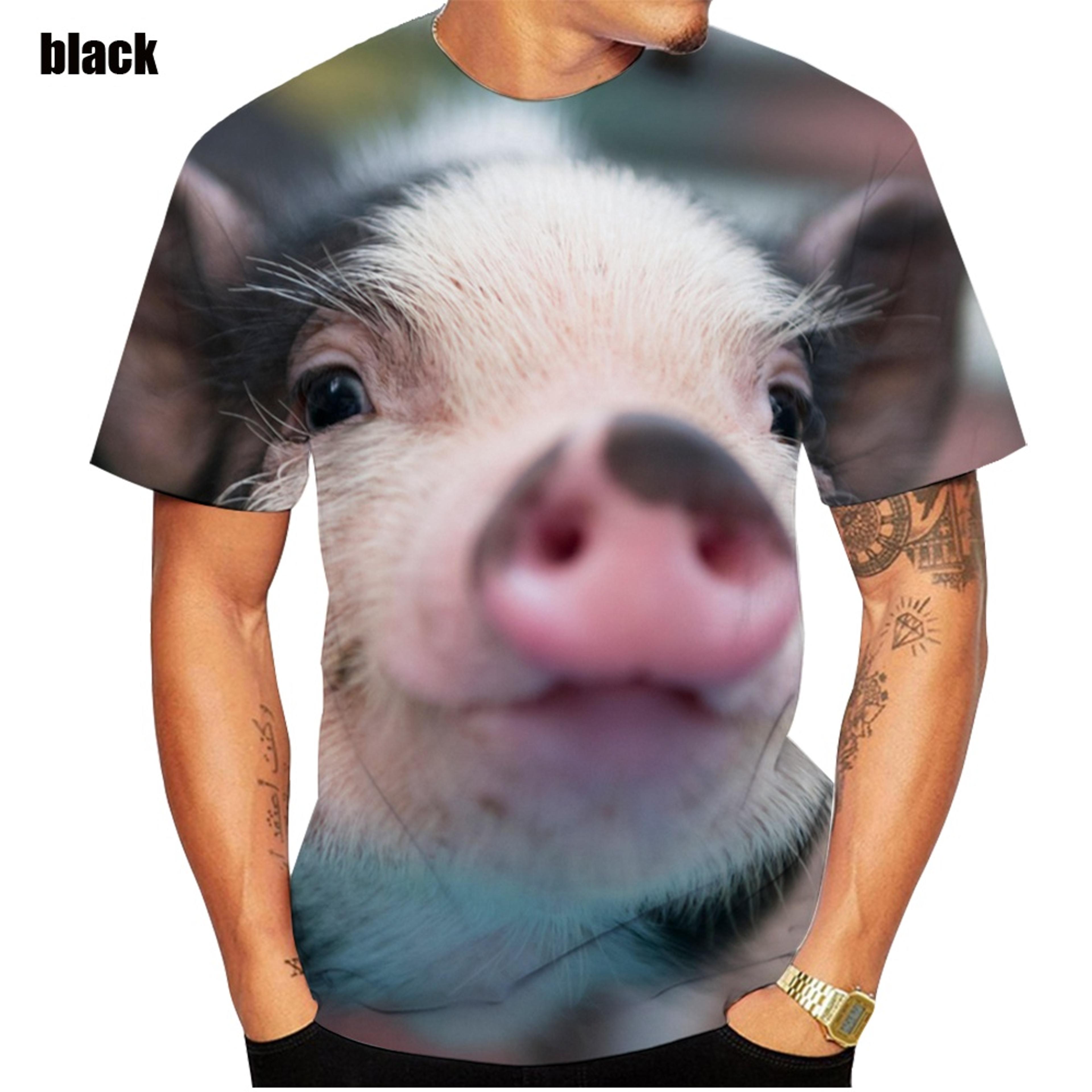 funny pig printing t-shirt, comfortable and breathable, popular novelty summer top for casual wear