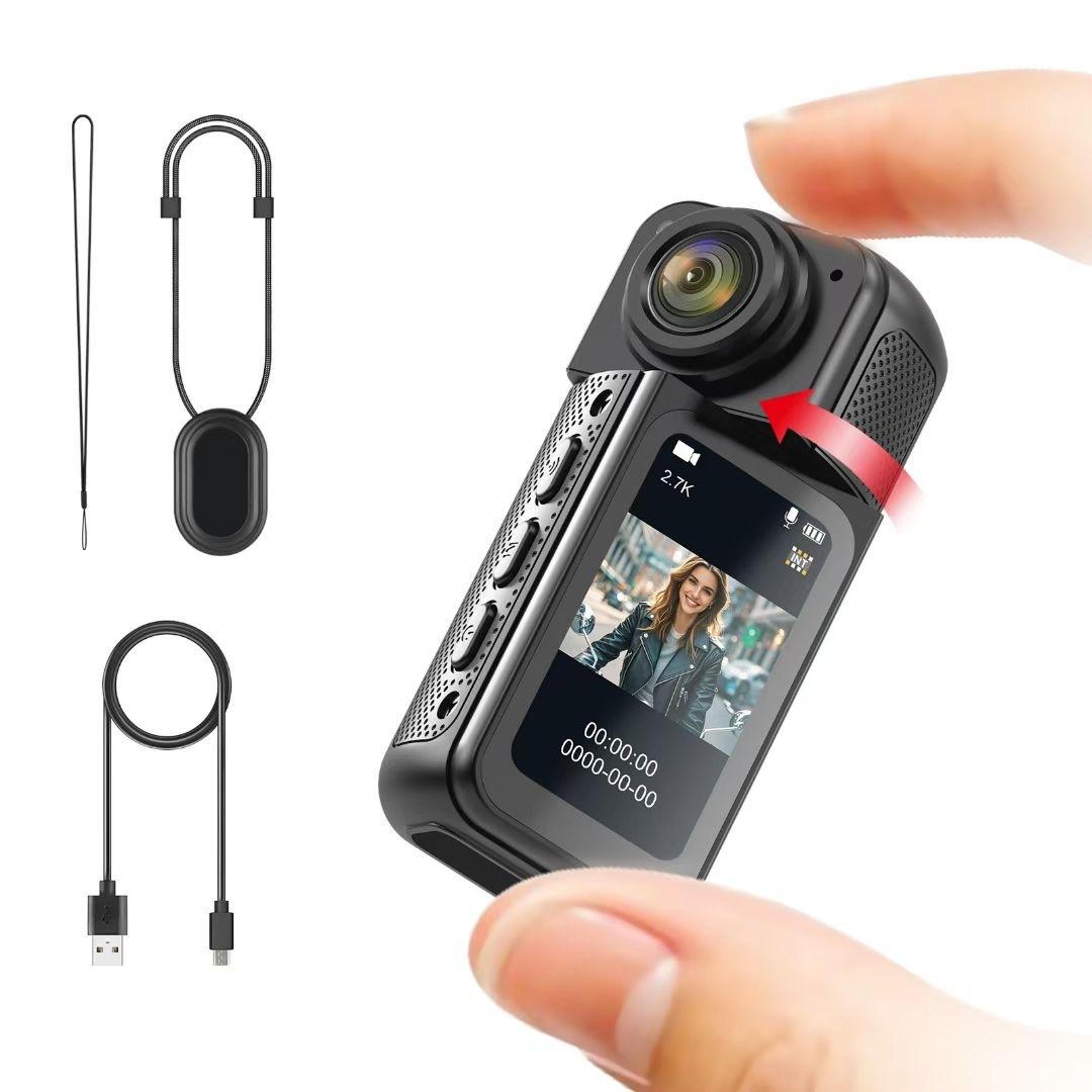 lightweight mini recorder finger action camera with magnetic belt and ips screen for cycling