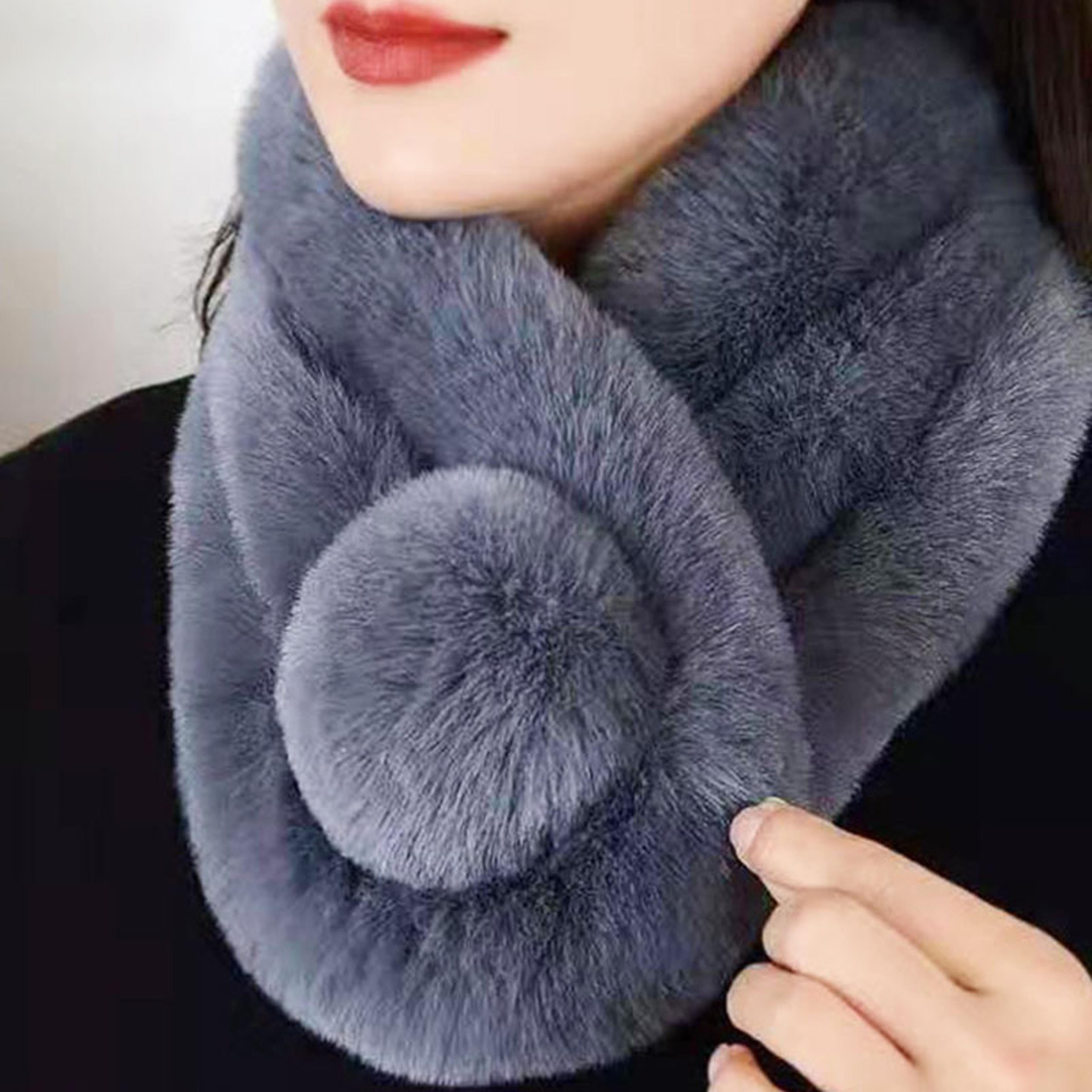 winter warm soft rabbit fur scarf casual outdoor neck soft furry scarves casual female lady outdoor neck warmer collar