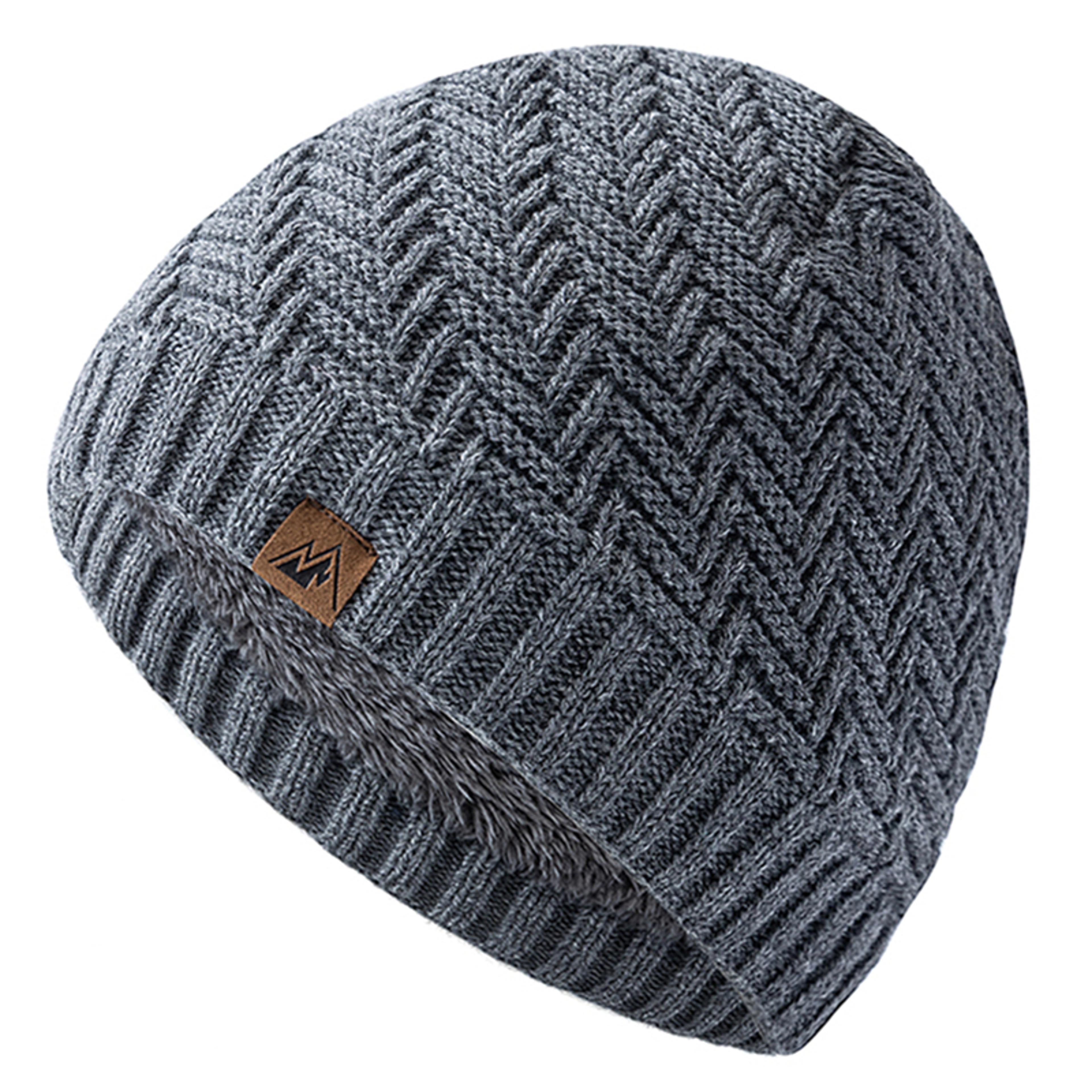 fashion knitted hats for men and women, unisex peak labal winter hats, plush fur lined warm sports beanie cap outdoor