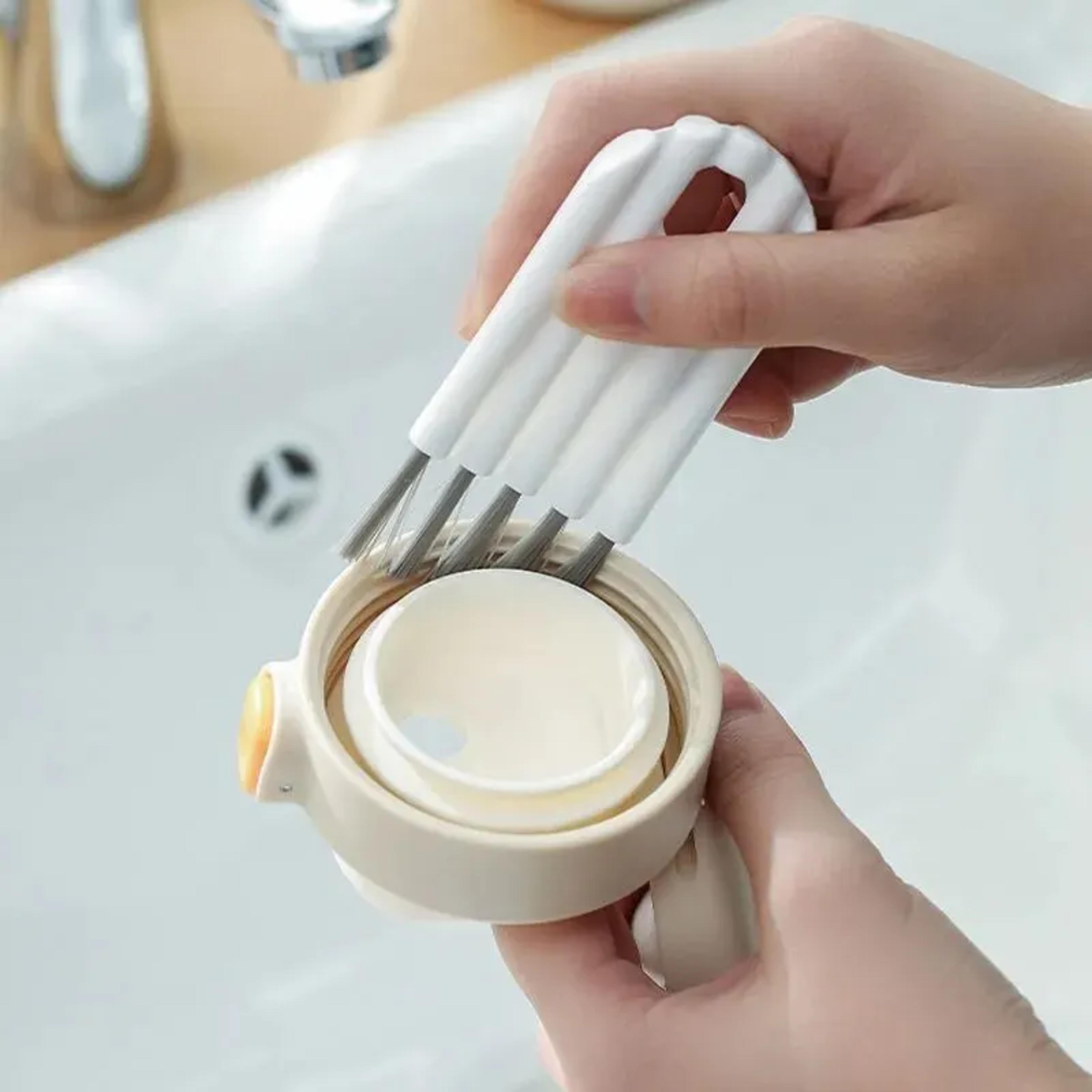 cup cover groove brush, multifunctional flexible bottle gap cleaner, soft bristles household cleaning tool