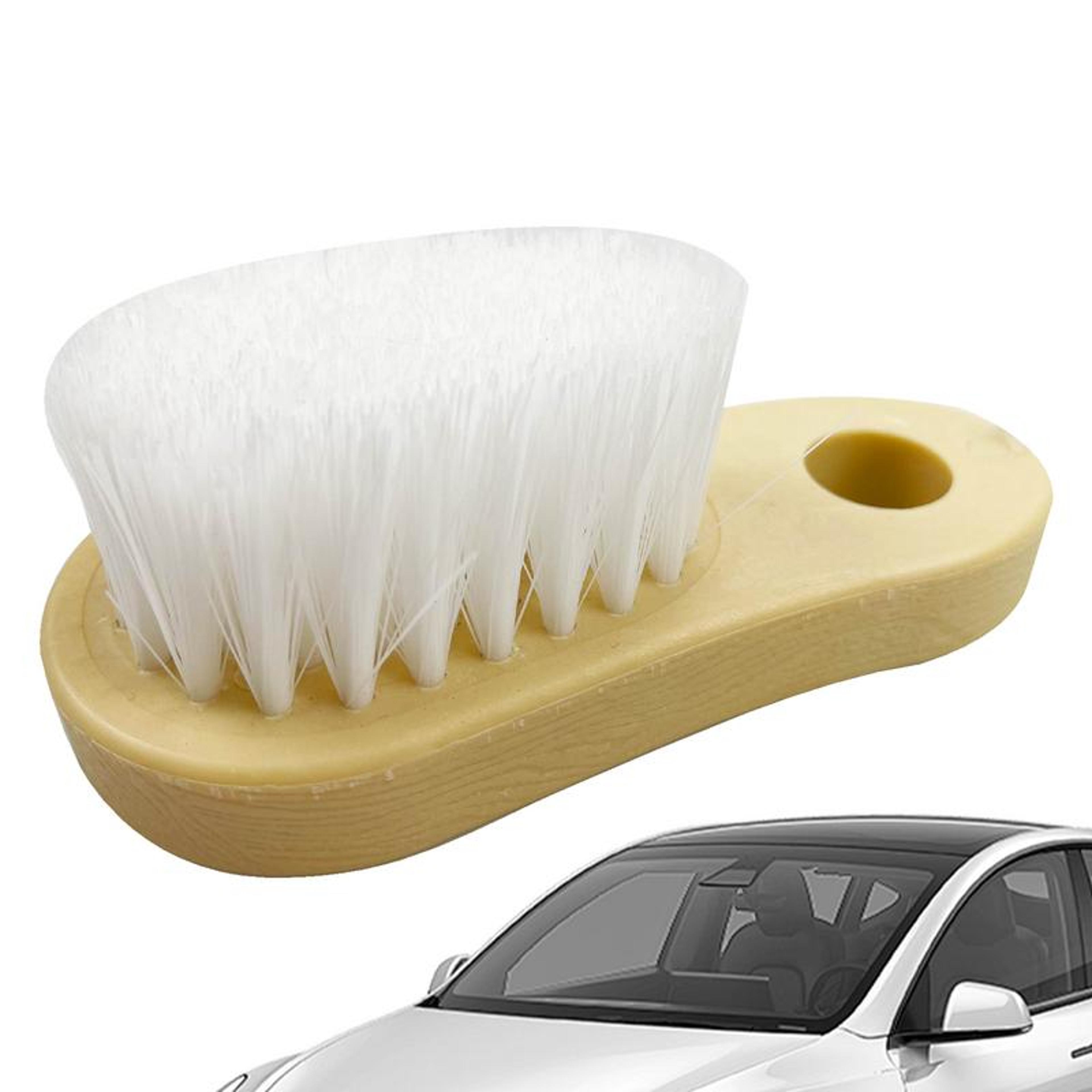ergonomic car interior cleaning brush, soft wool detail brush for tight spaces, ideal for car seats