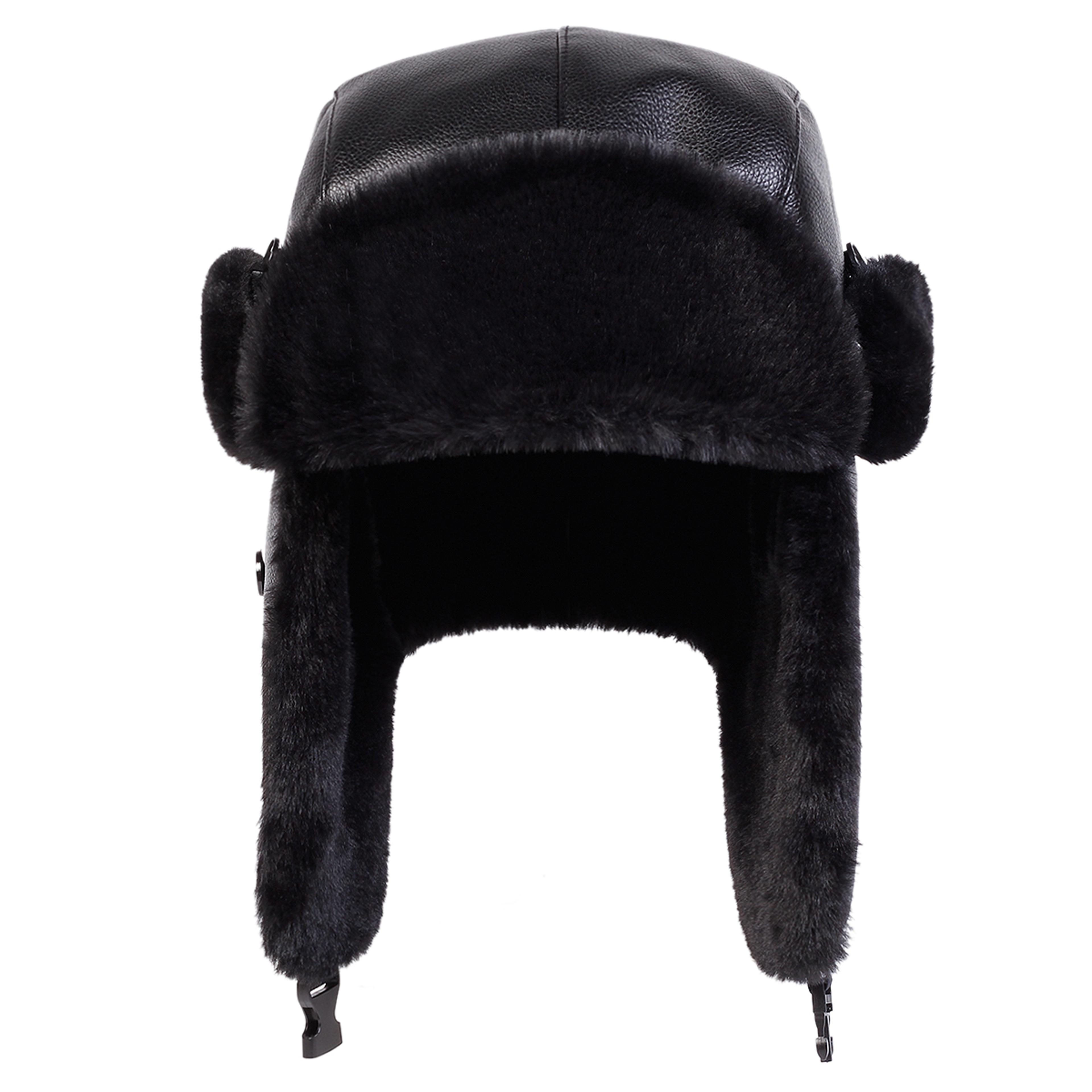 warm ski hat bomber, unisex pu lei feng hat, winter earflap hat for snow activities
