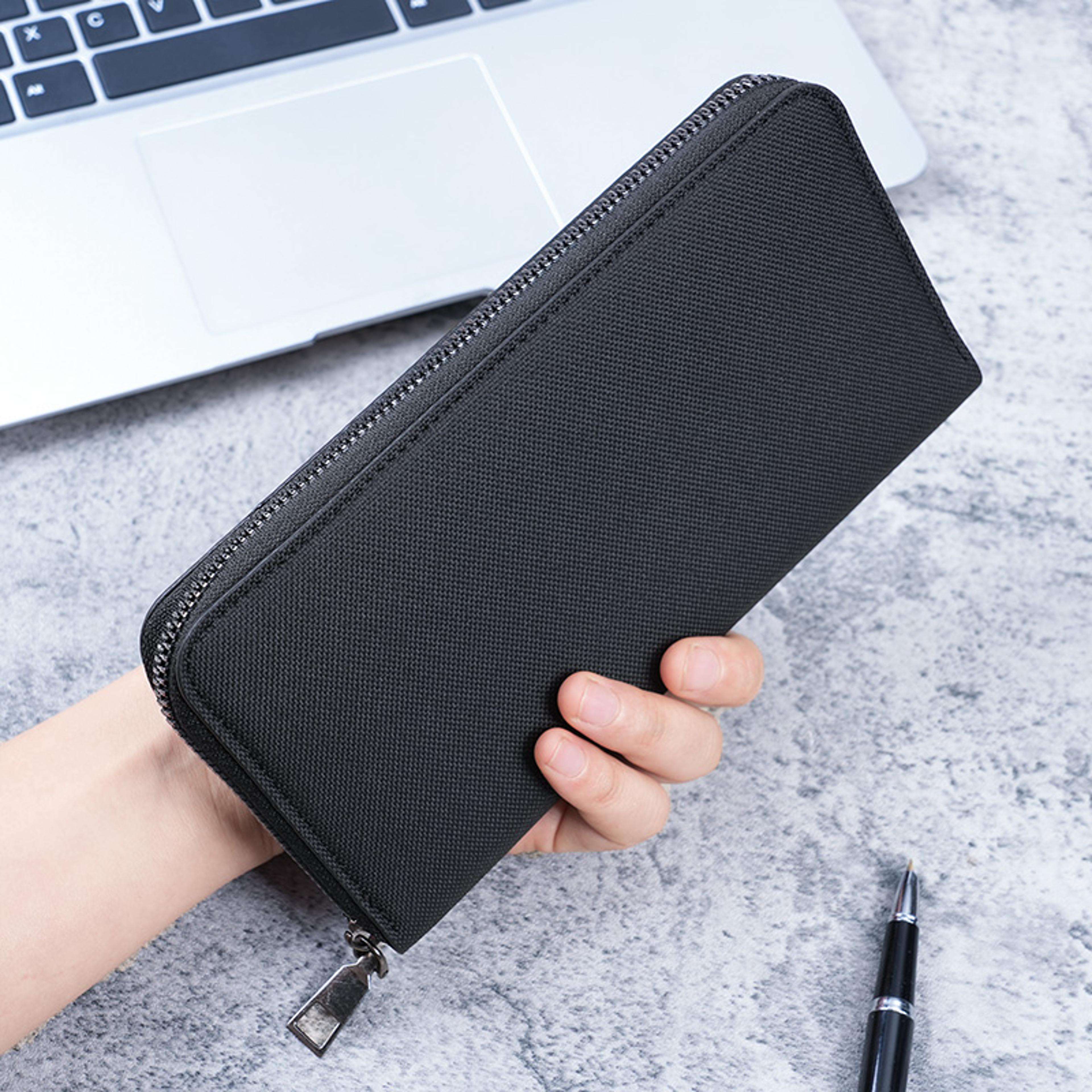 canvas clutch wallet for men, large capacity zipper business multi-card