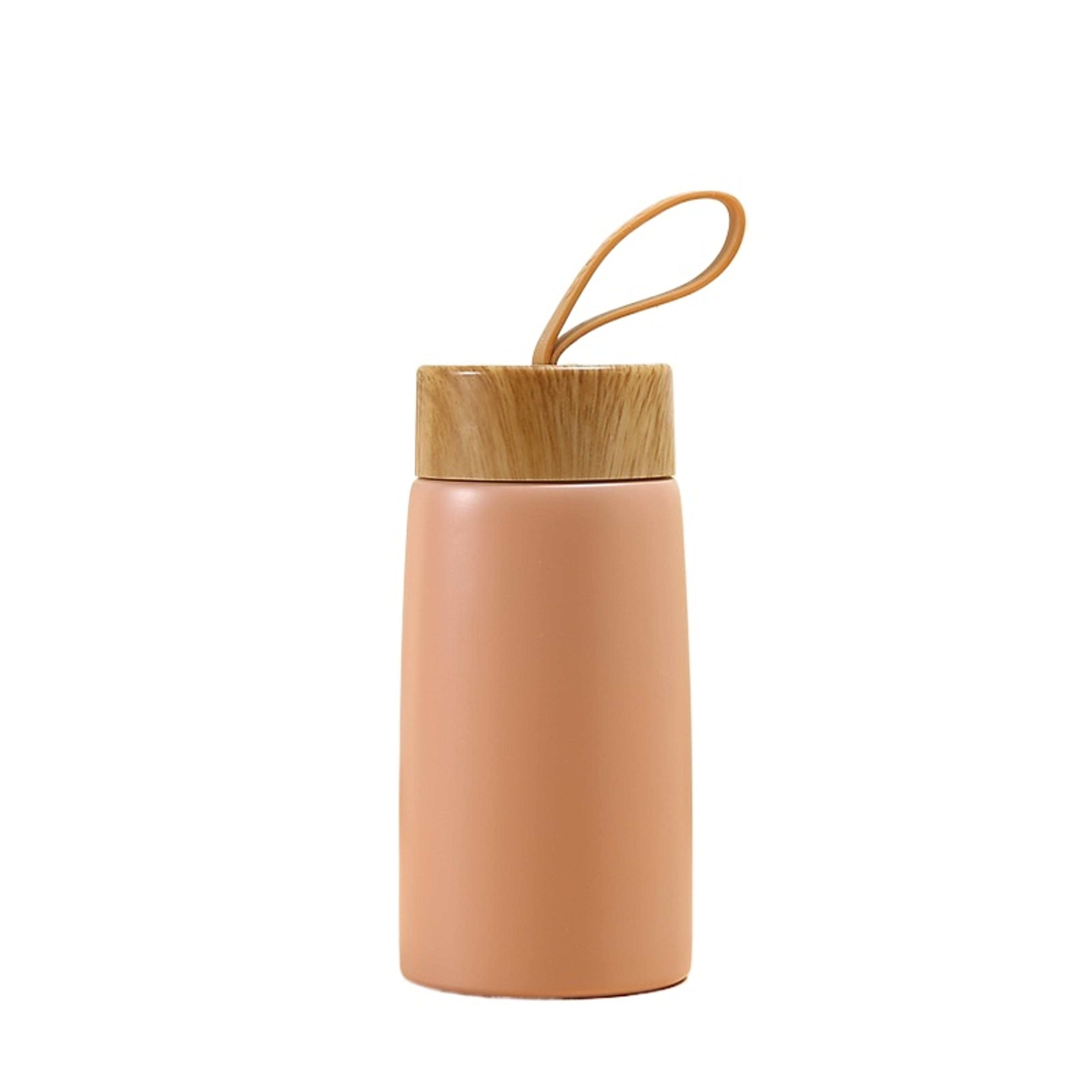 new style portable vacuum thermos, stainless steel water cup with wood grain cover, high-value pocket cup